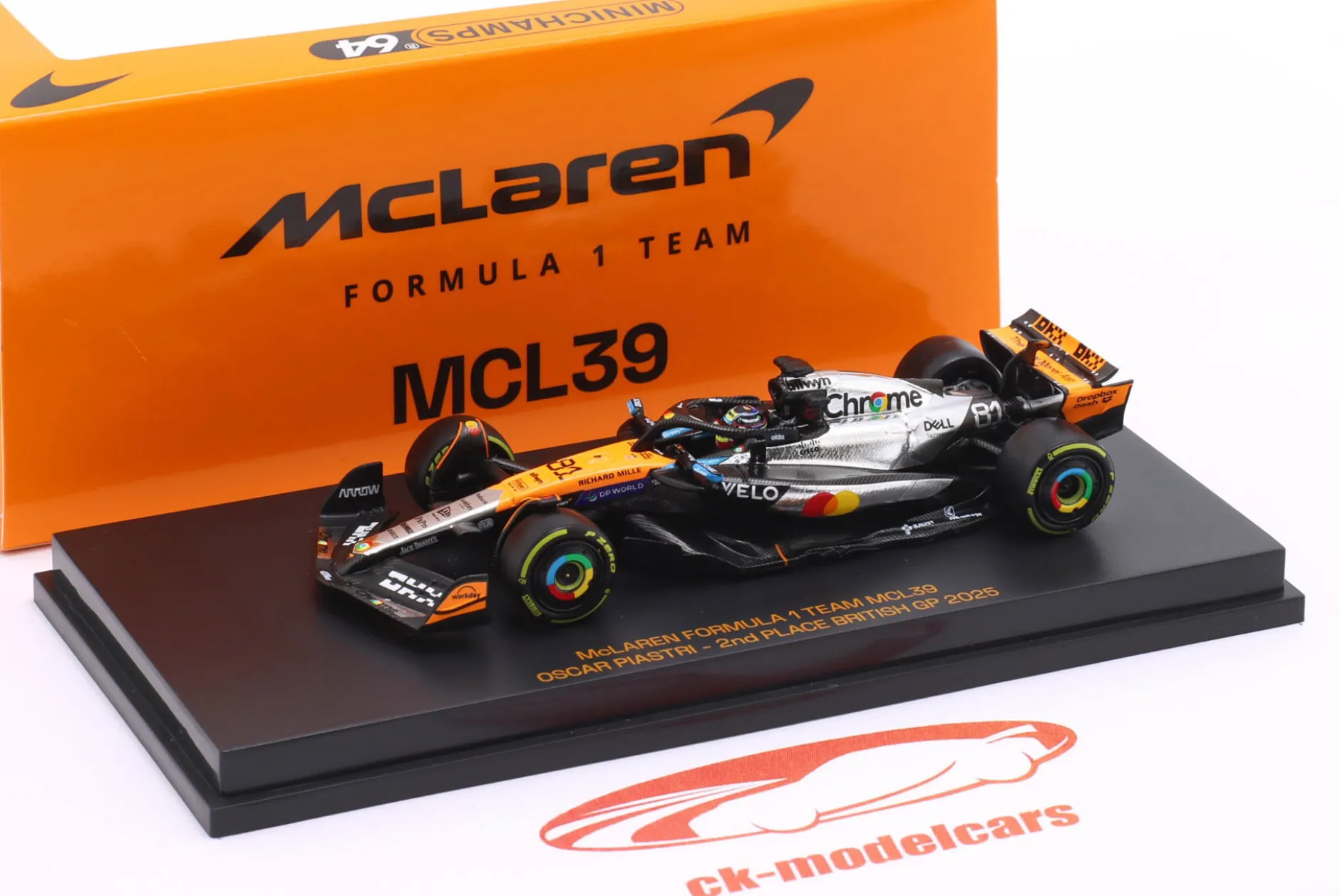 Oscar Piastri McLaren MCL39 #81 2nd British GP Formel 1 2025 1:64 Minichamps