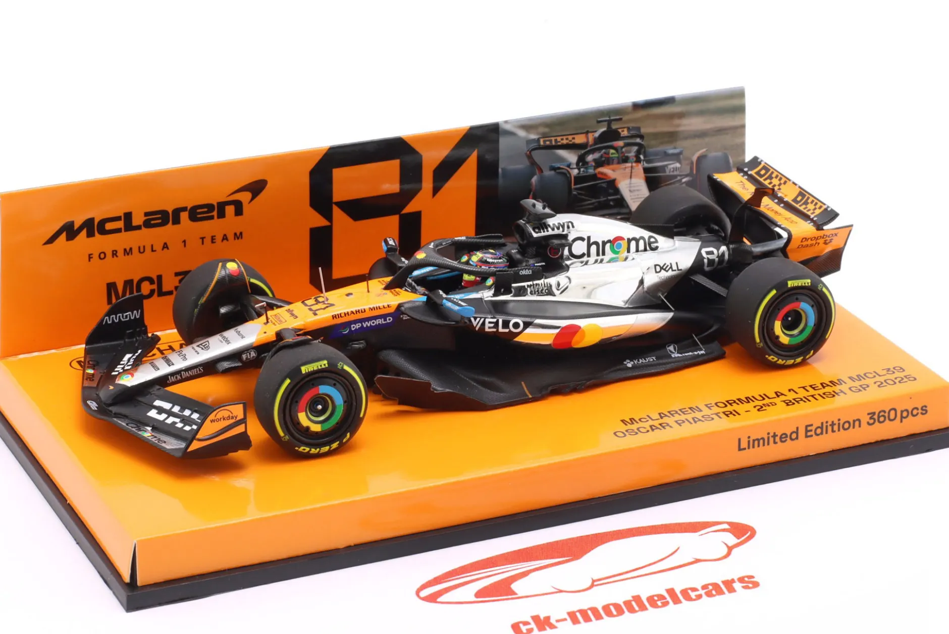 Oscar Piastri McLaren MCL39 #81 2nd British GP Formel 1 2025 1:43 Minichamps