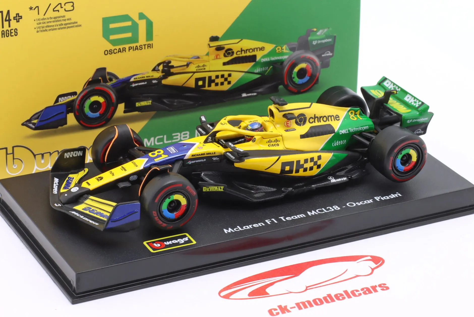 Oscar Piastri McLaren MCL38 #81 2nd Monaco GP Formel 1 2024 1:43 Bburago