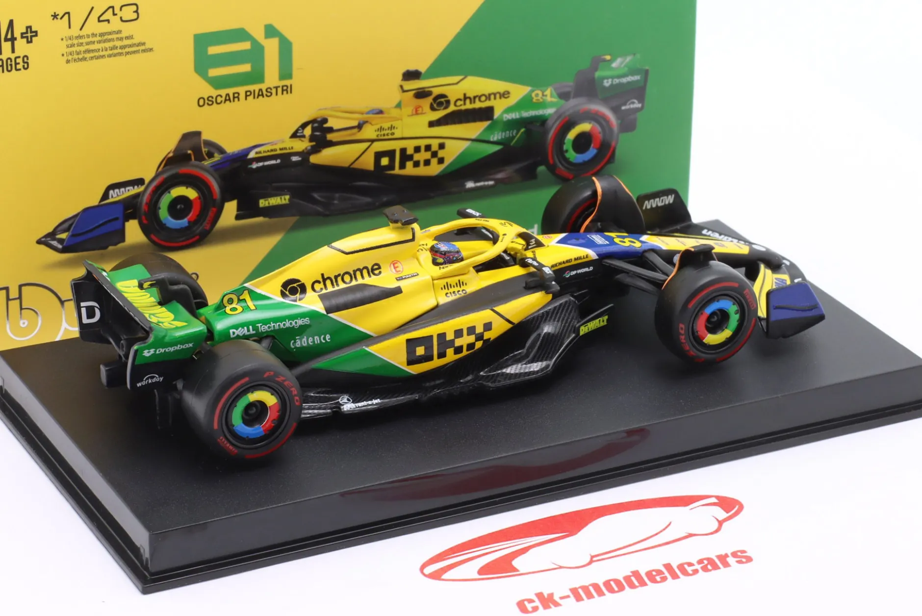 Oscar Piastri McLaren MCL38 #81 2nd Monaco GP Formel 1 2024 1:43 Bburago