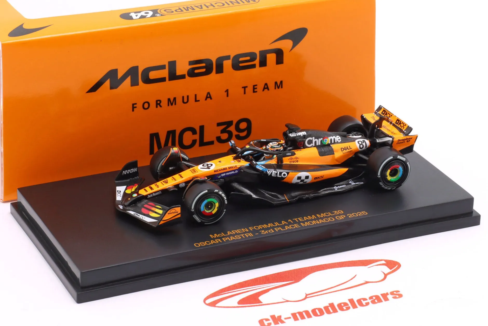 Oscar Piastri McLaren MCL39 #81 3rd Monaco GP Formel 1 2025 1:64 Minichamps