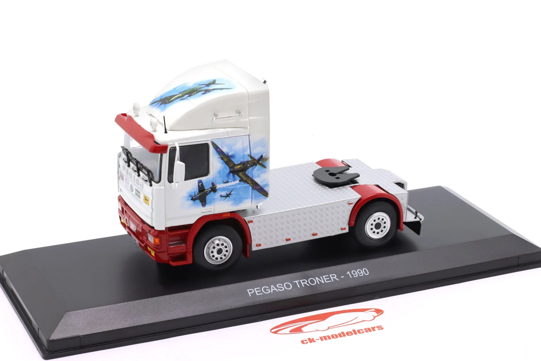 Pegaso Troner Sattelzugmaschine Baujahr 1990 weiß / rot / Dekor 1:43 Hachette