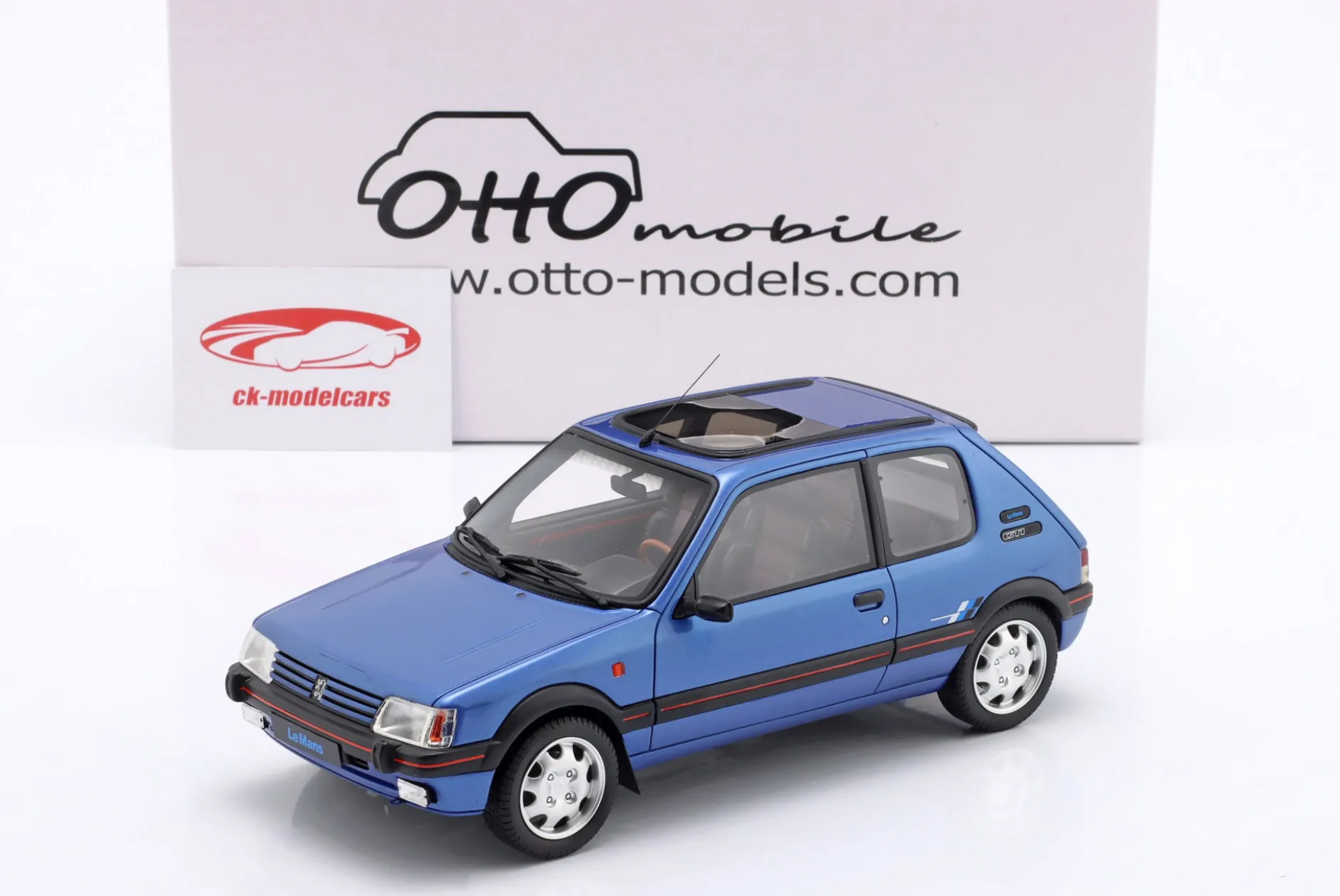 Peugeot 205 1.9 GTI Le Mans Baujahr 1991 miami blau 1:18 OttOmobile