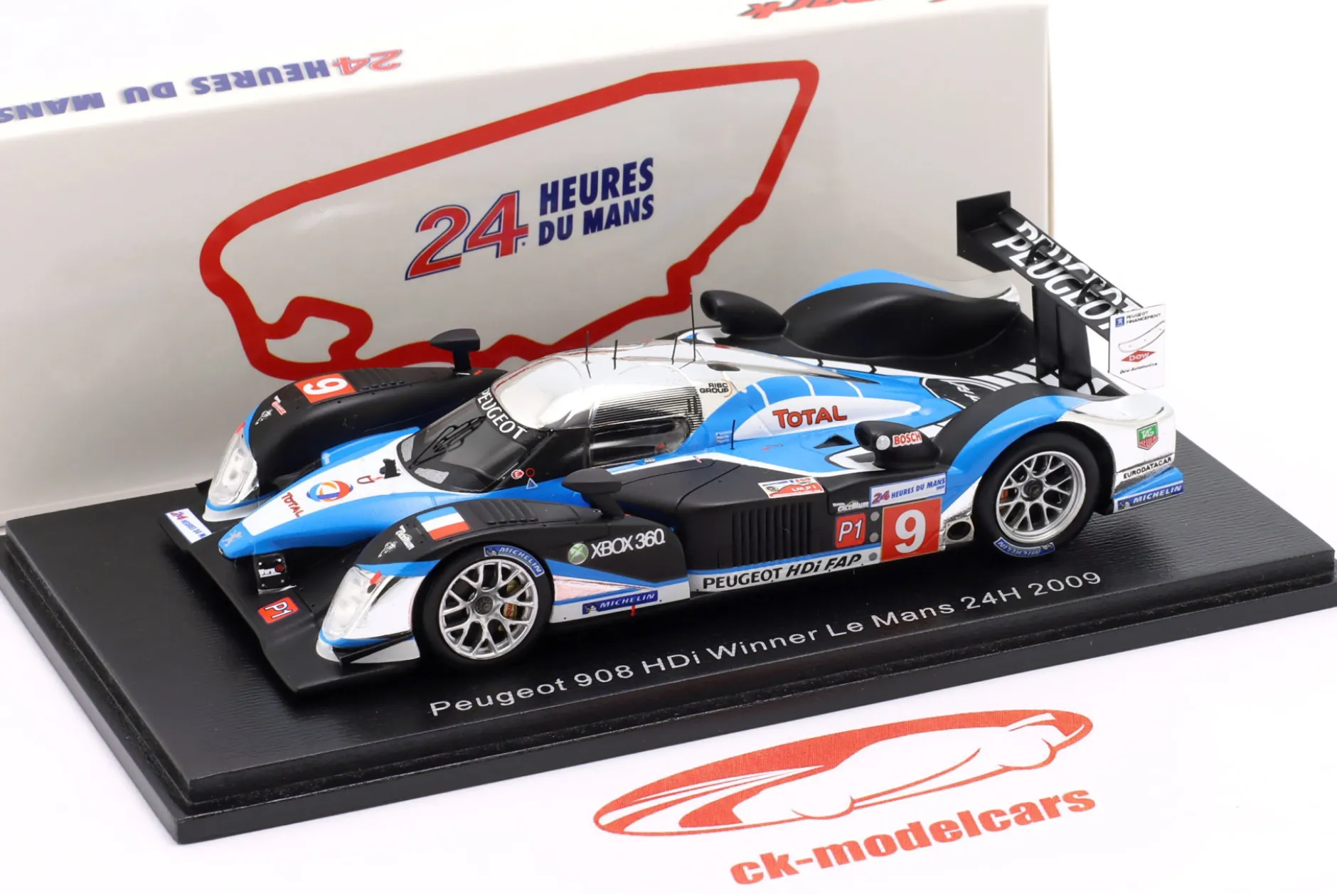 Peugeot 908 HDi #9 Sieger 24h LeMans 2009 Wurz, Brabham, Gene 1:43 Spark