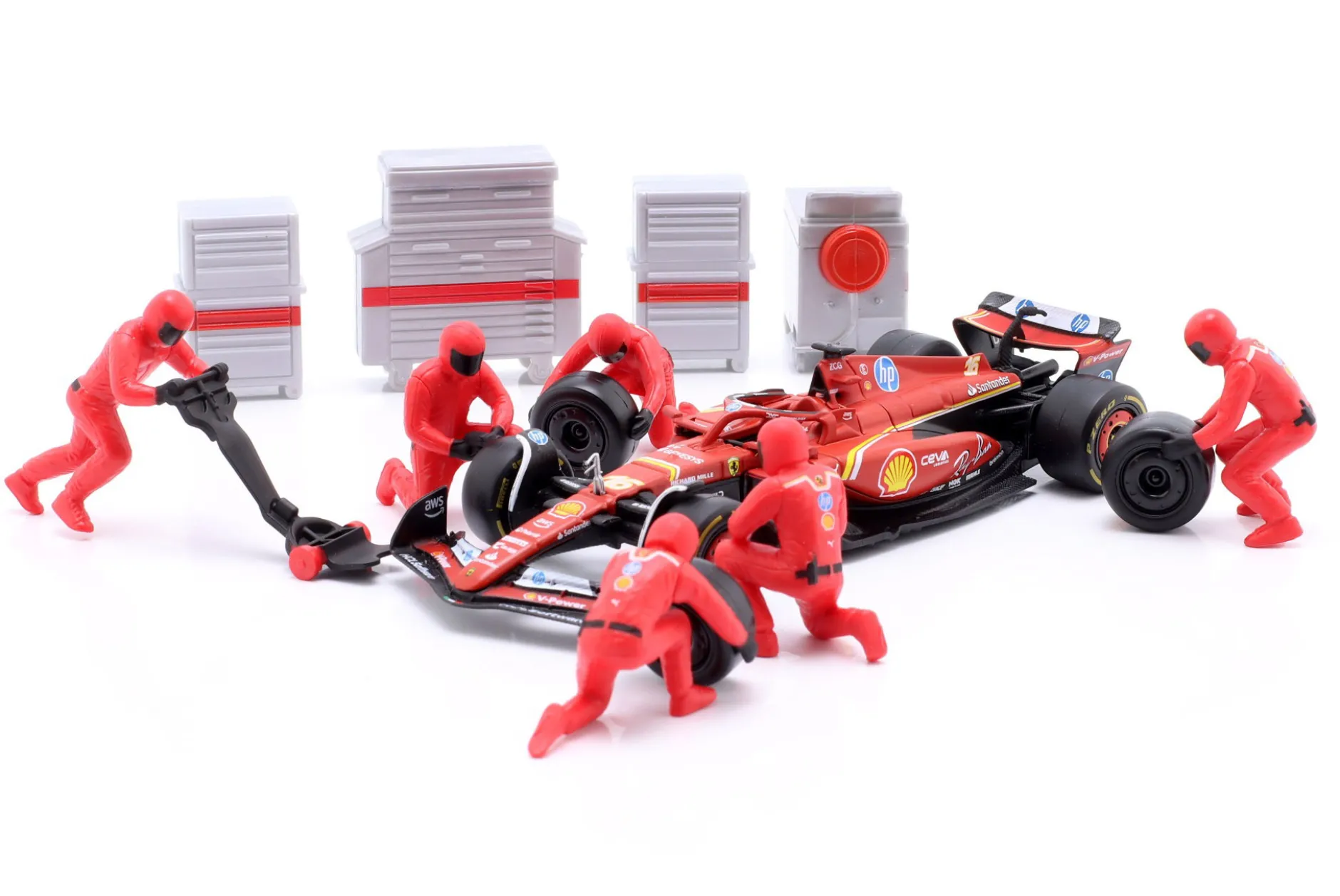 Pit Stop Diorama Charles Leclerc #16 Formel 1 2024 1:43 Bburago