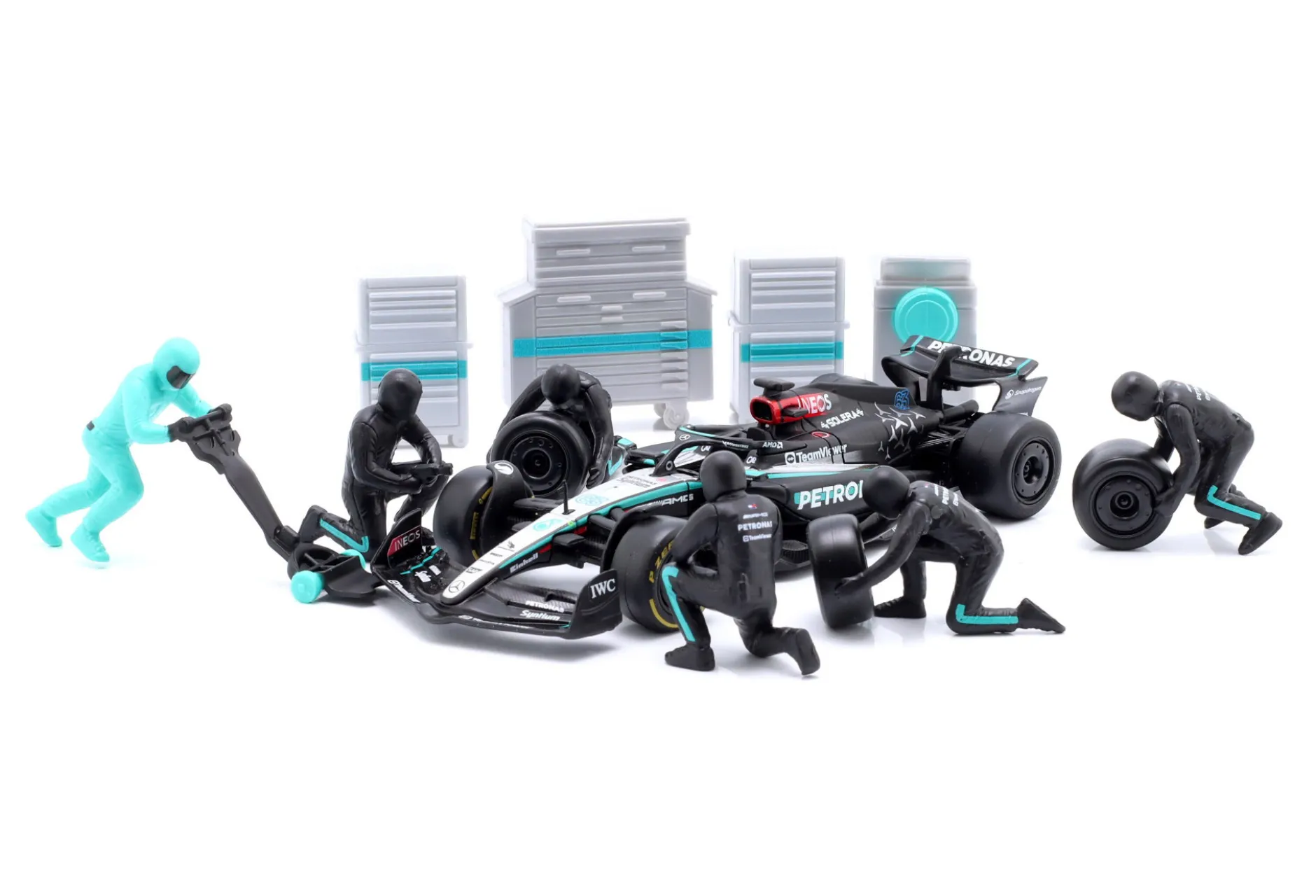 Pit Stop Diorama George Russell #63 Formel 1 2024 1:43 Bburago
