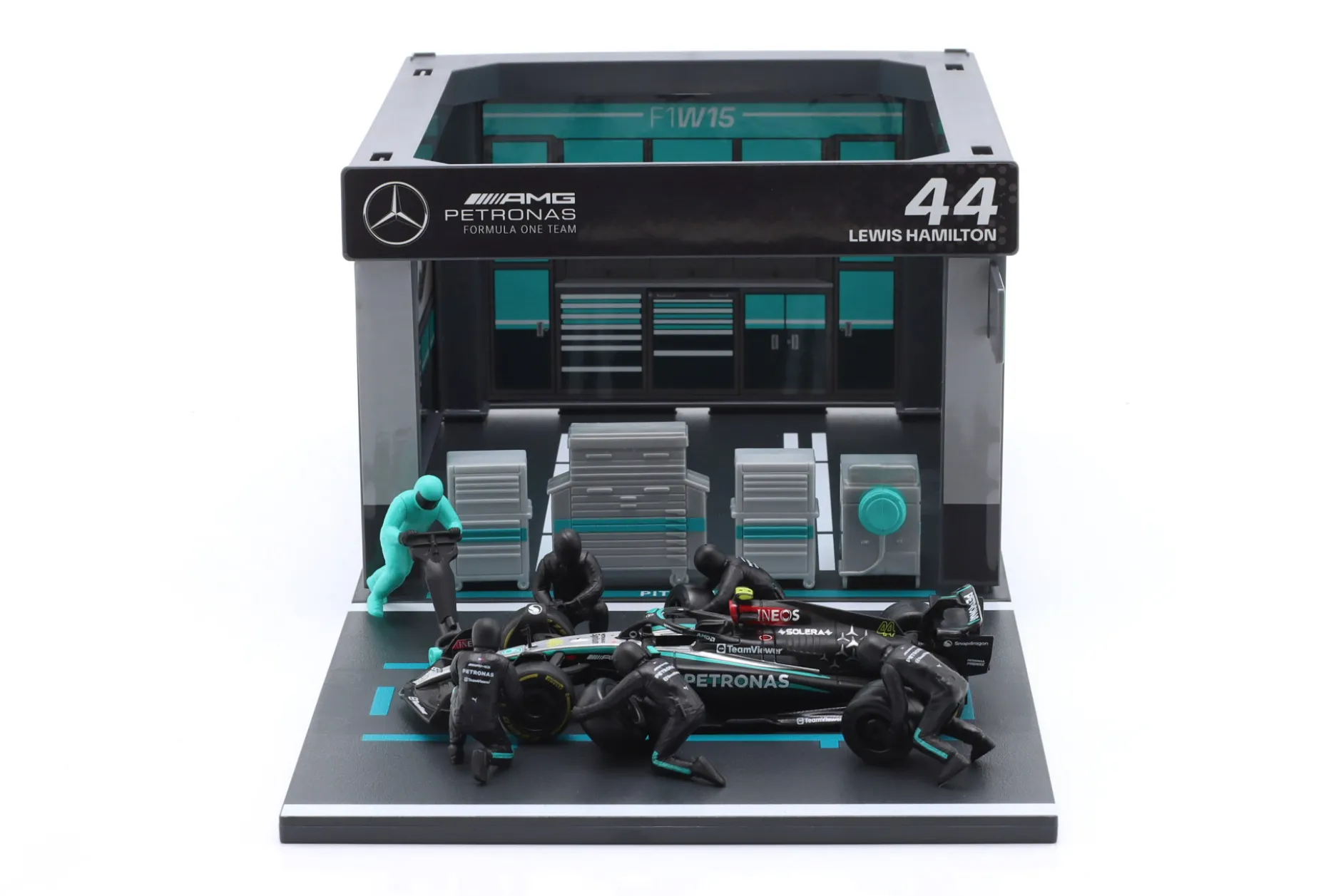 Pit Stop Diorama Lemis Hamilton #44 Formel 1 2024 1:43 Bburago
