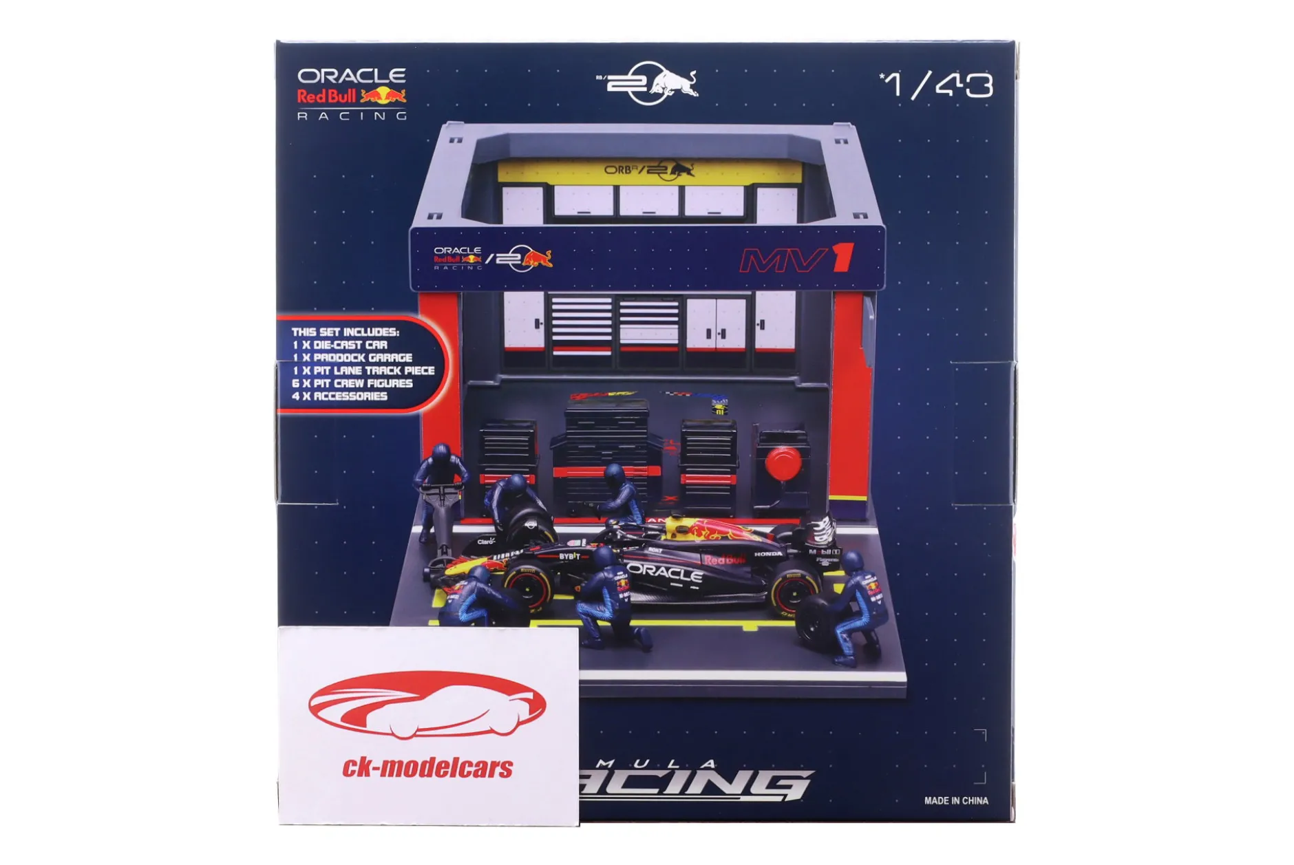 Pit Stop Diorama Max Verstappen #1 Formel 1 Weltmeister 2024 1:43 Bburago