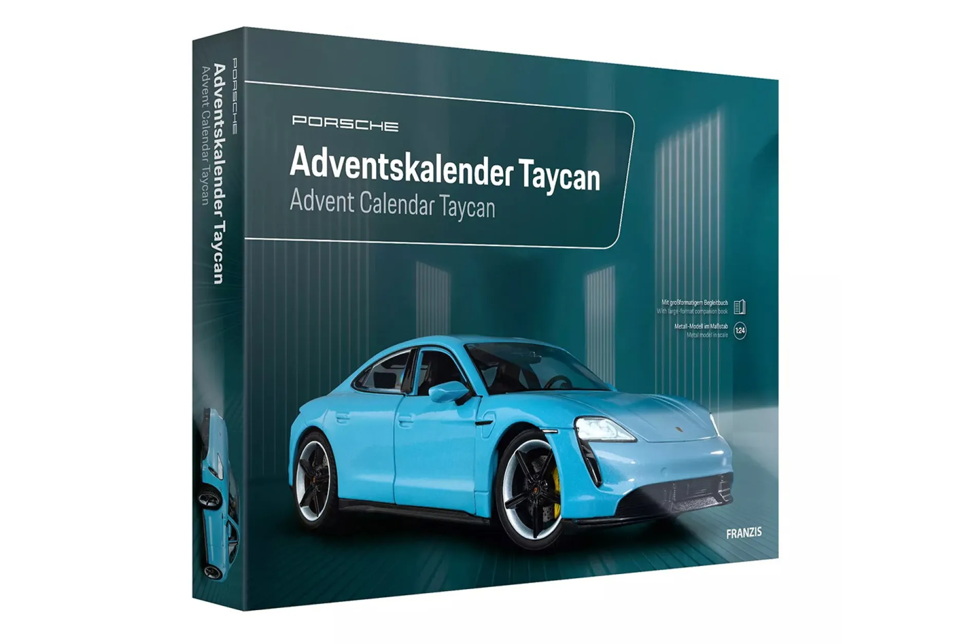 Porsche Adventskalender: Porsche Taycan Turbo S riviera blau 1:24 Franzis