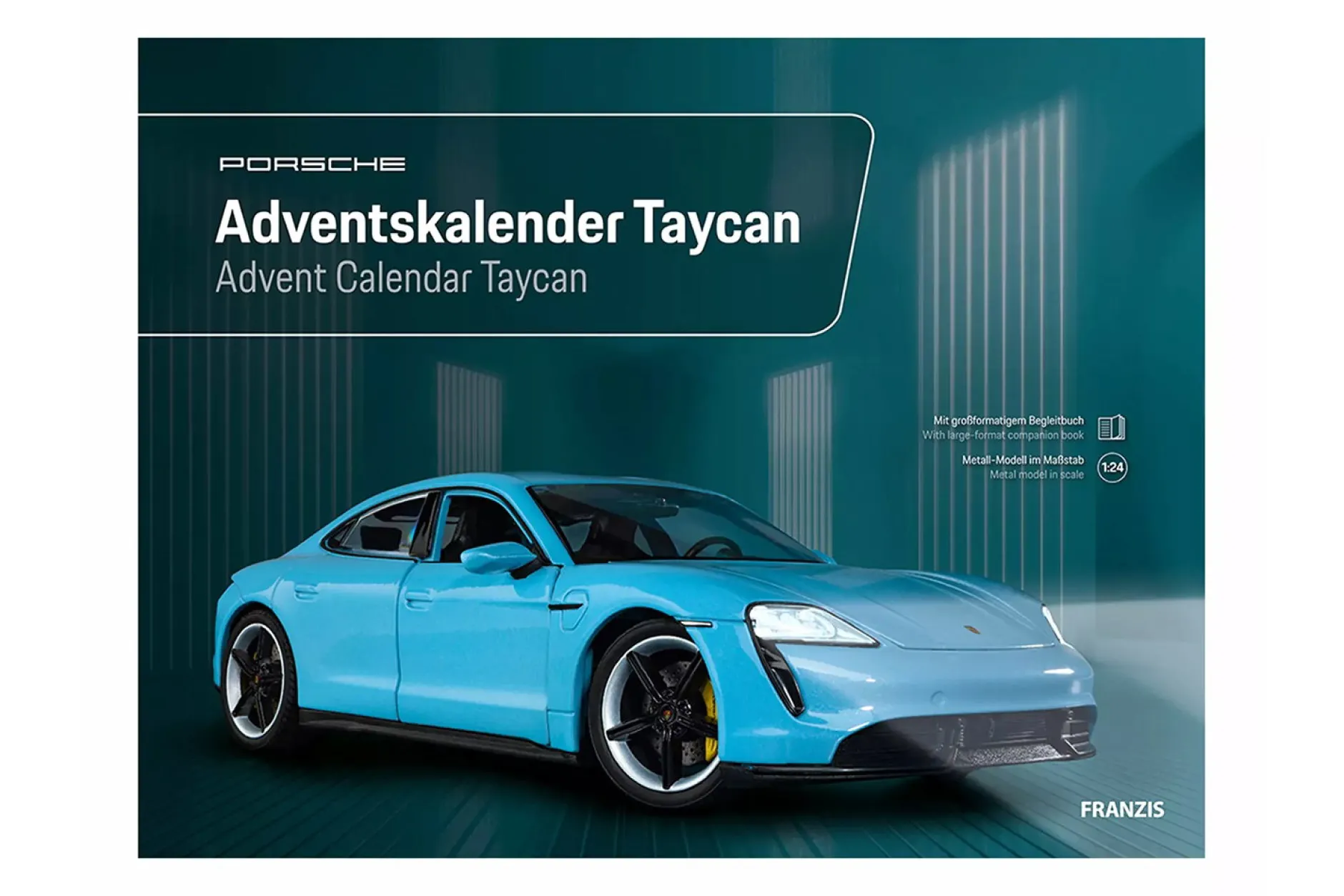 Porsche Adventskalender: Porsche Taycan Turbo S riviera blau 1:24 Franzis