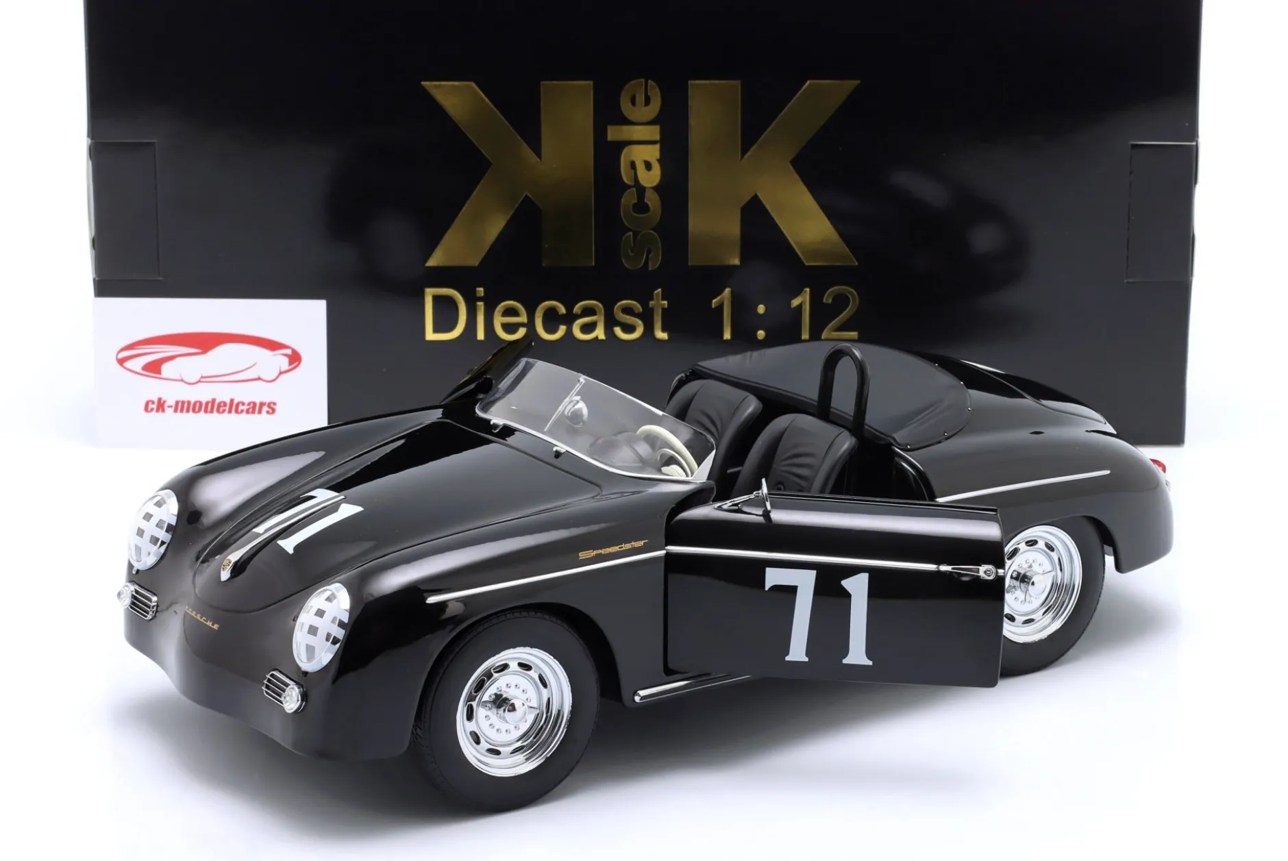 Porsche 356 A Speedster Steve McQueen #71 Baujahr 1955 schwarz 1:12 KK-Scale