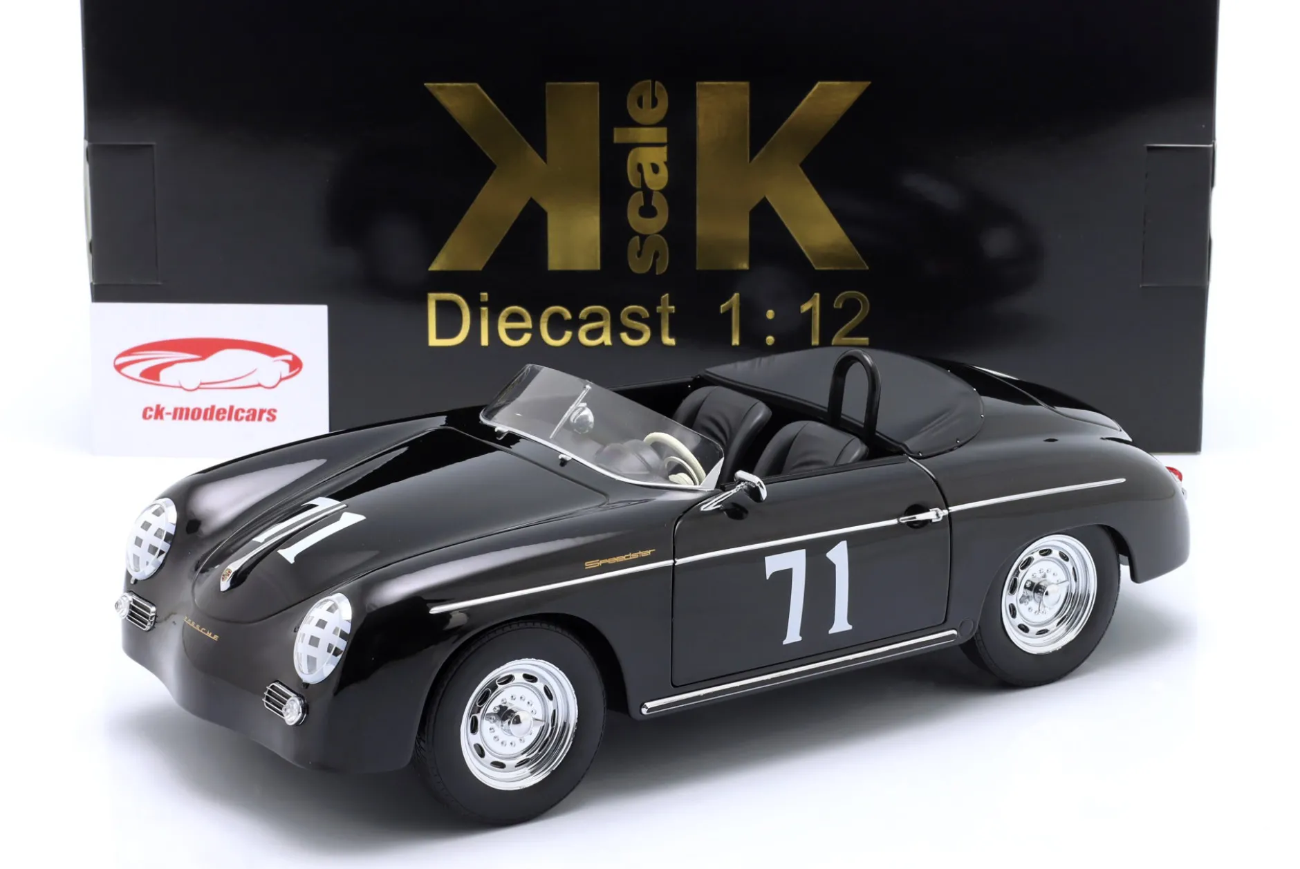 Porsche 356 A Speedster Steve McQueen #71 Baujahr 1955 schwarz 1:12 KK-Scale