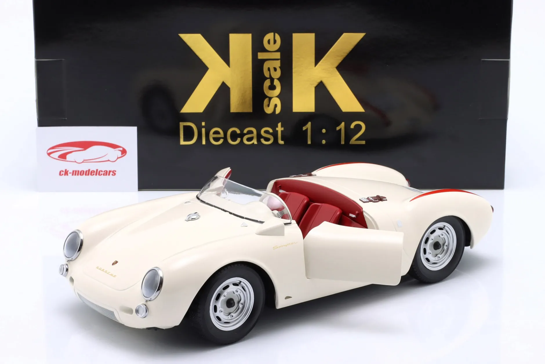 Porsche 550A Spyder Baujahr 1955 weiß / rot 1:12 KK-Scale