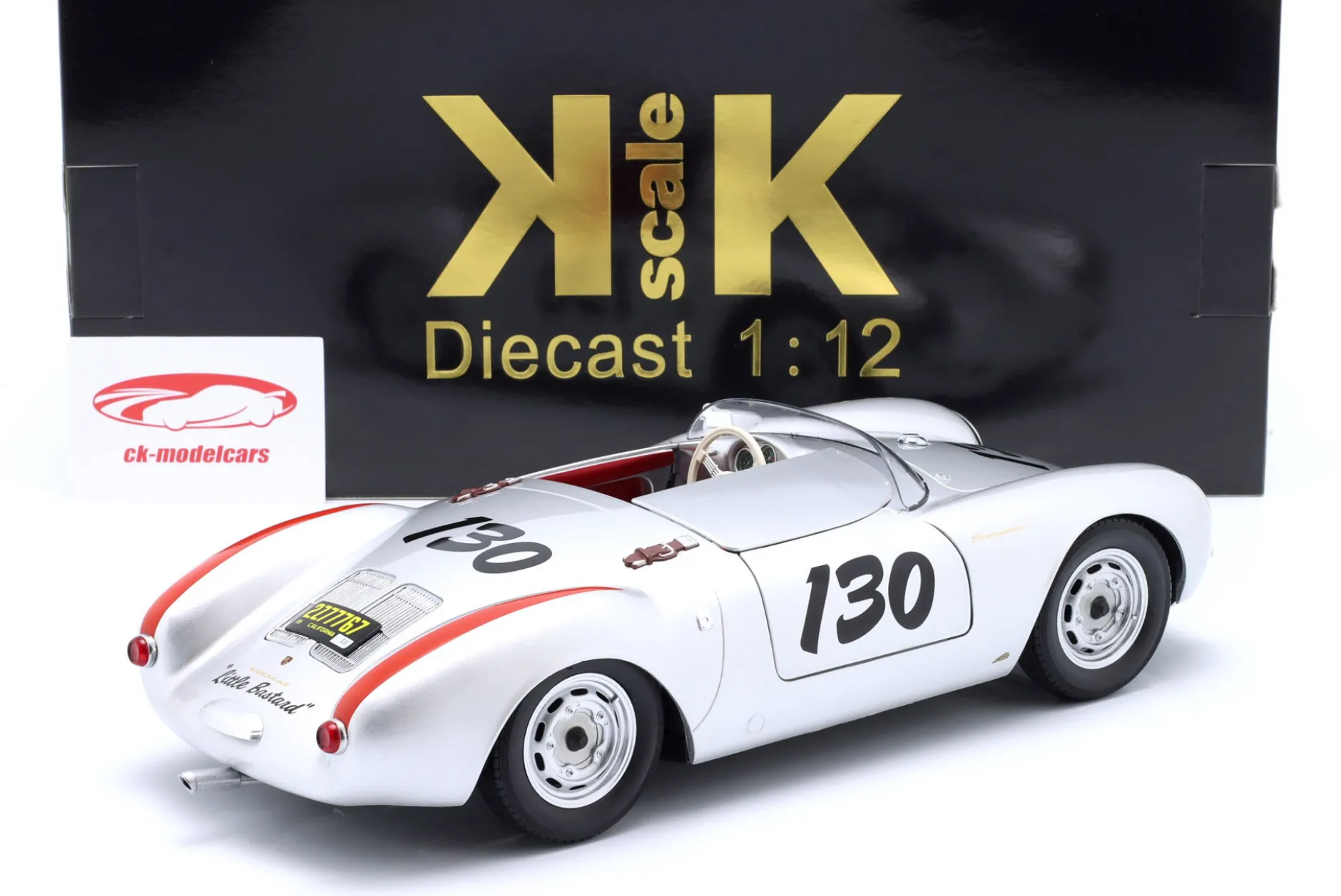 Porsche 550A Spyder #130 James Dean Little Bastard 1956 silber 1:12 KK-Scale