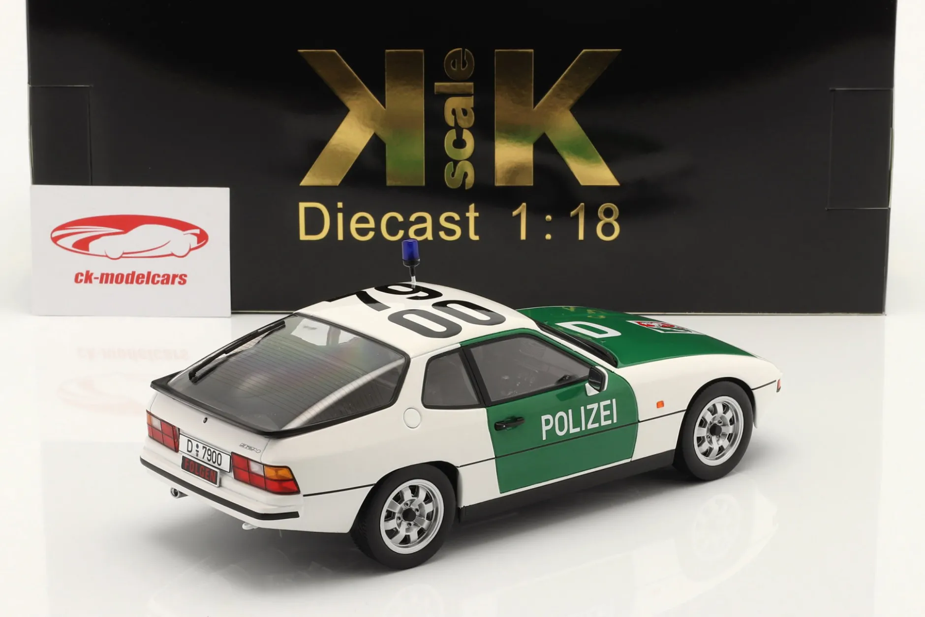 Porsche 924 Autobahnpolizei Düsseldorf 1985 grün / weiß 1:18 KK-Scale