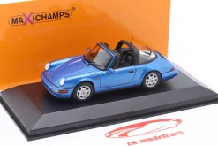 Porsche 911 (964) Carrera 2 Targa Baujahr 1991 blau metallic 1:43 Minichamps