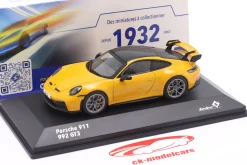 Porsche 911 (992) GT3 Baujahr 2023 gelb 1:43 Solido