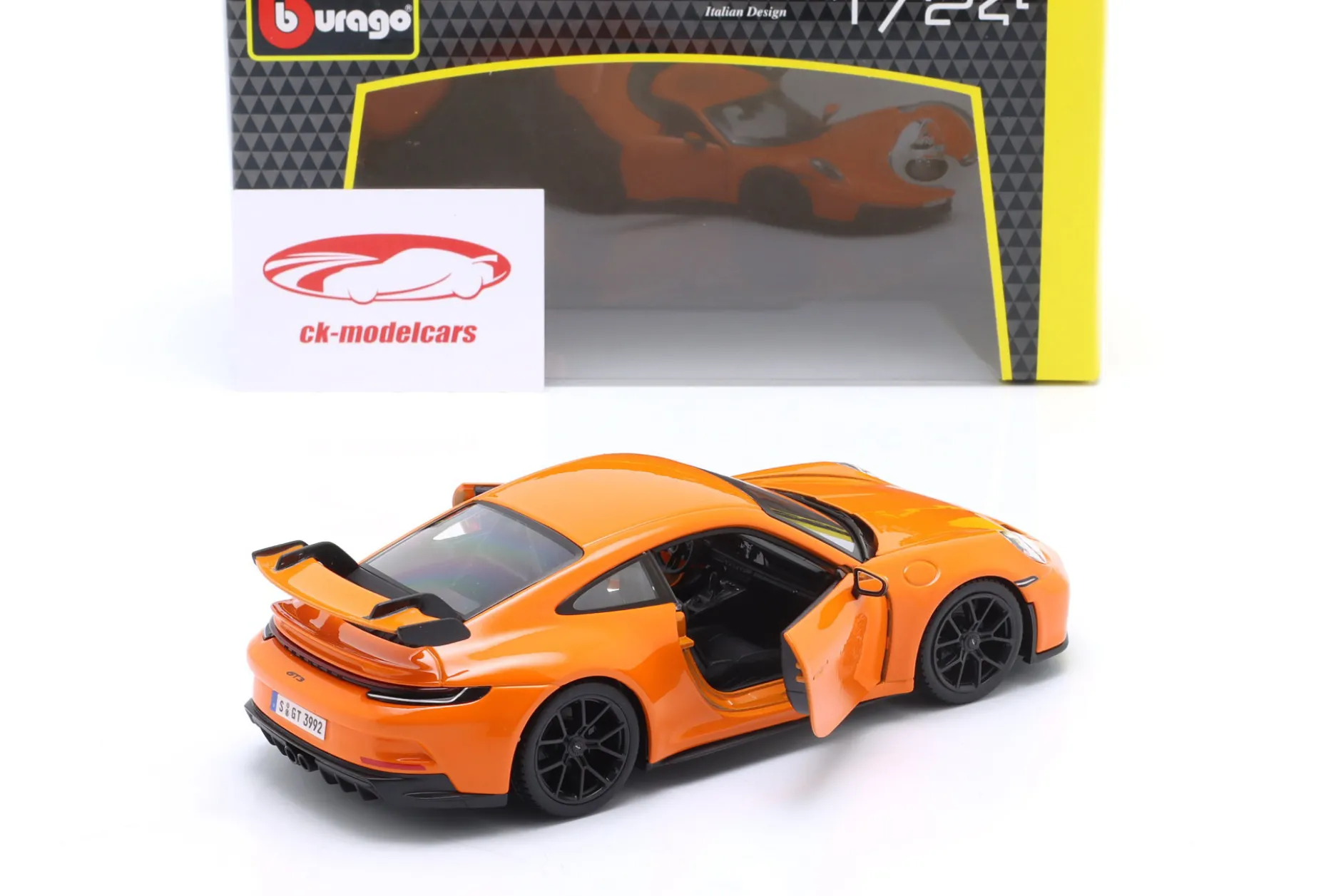 Porsche 911 (992) GT3 Baujahr 2021 lavaorange 1:24 Bburago