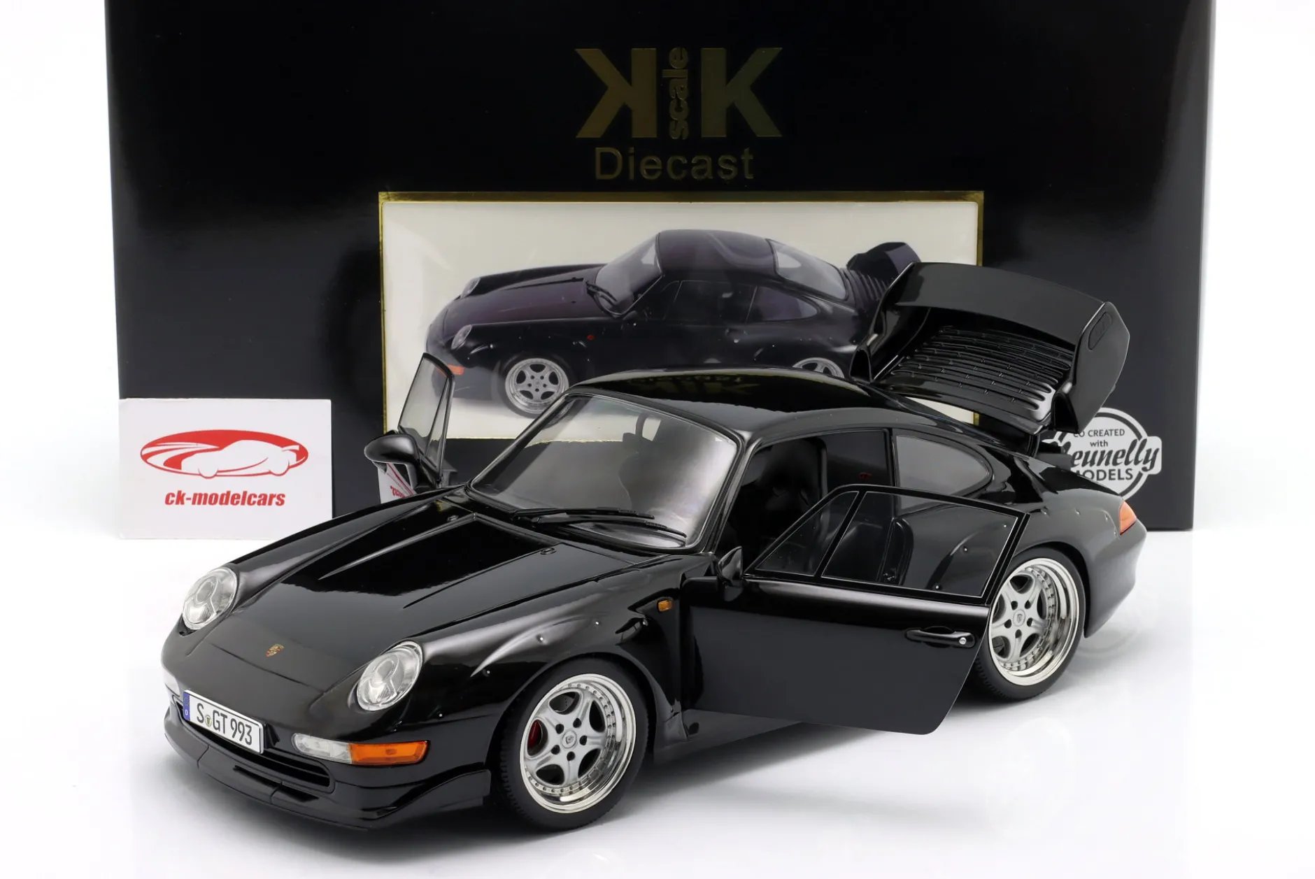 Porsche 911 (993) GT2 Baujahr 1996 schwarz / Speedline Felgen 1:12 KK-Scale