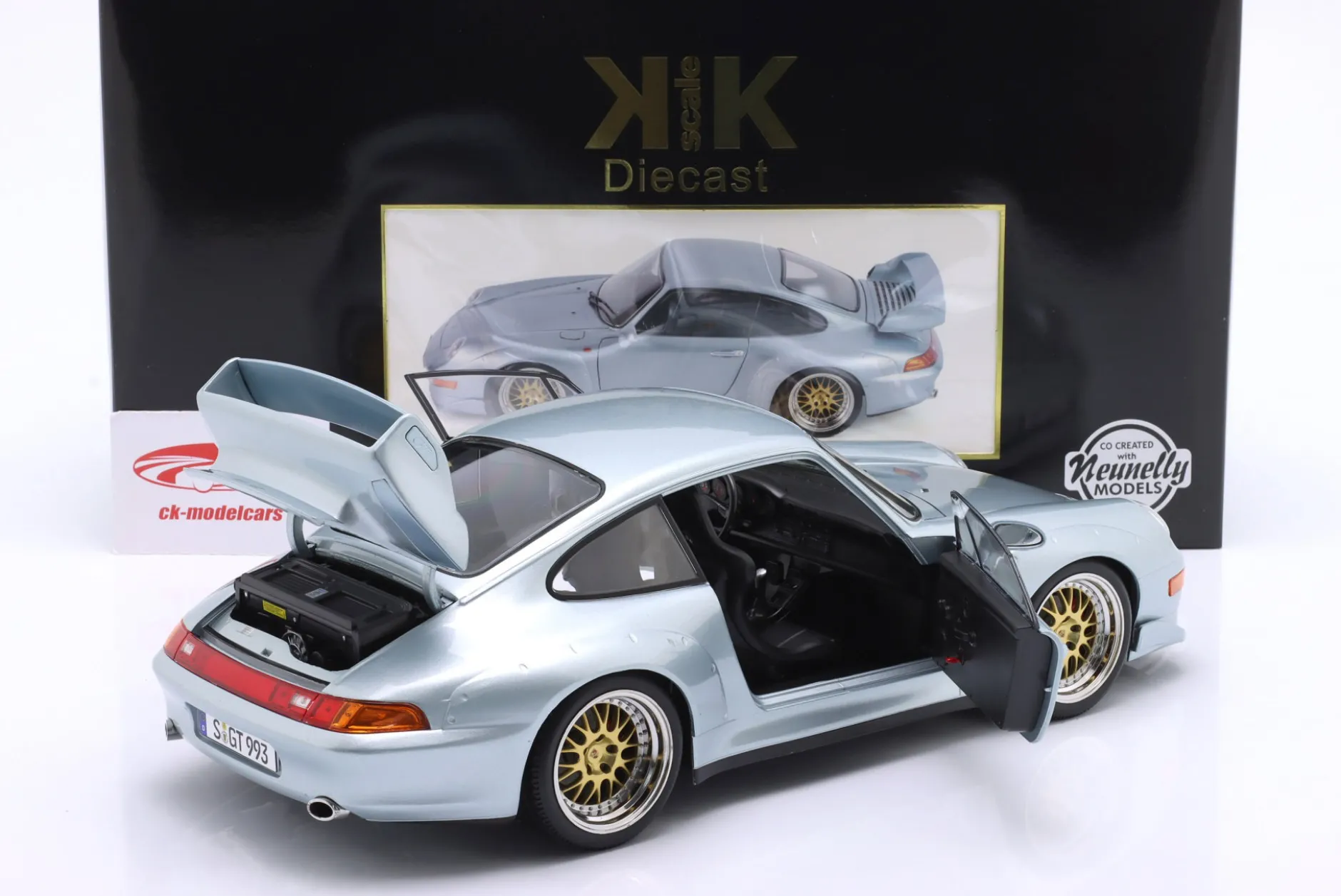 Porsche 911 (993) GT2 Baujahr 1996 silber / BBS Felgen 1:12 KK-Scale