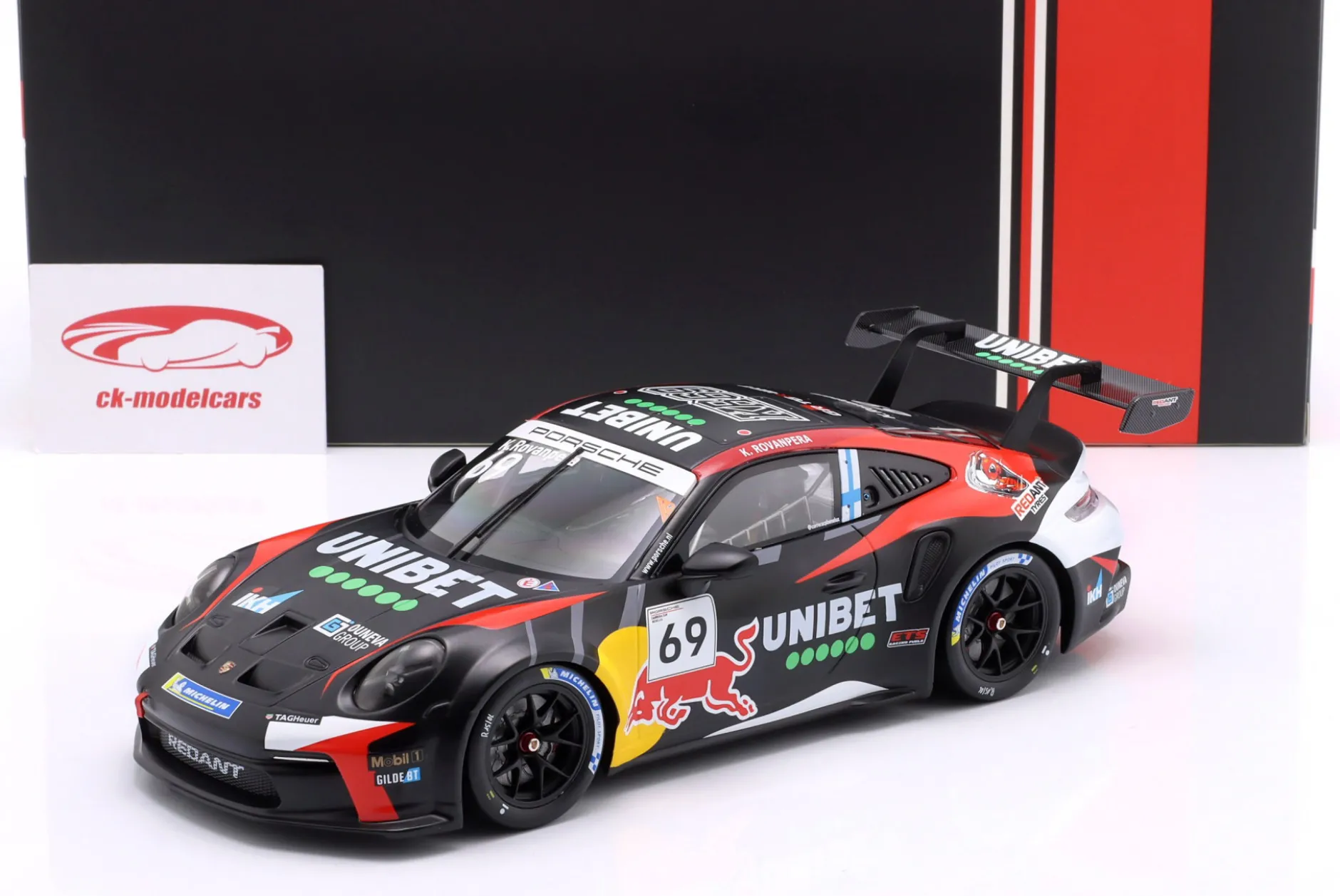Porsche 911 GT3 Cup #69 Sieger Zolder Porsche Carrera Cup Benelux 2024 Rovanperä 1:18 Ixo