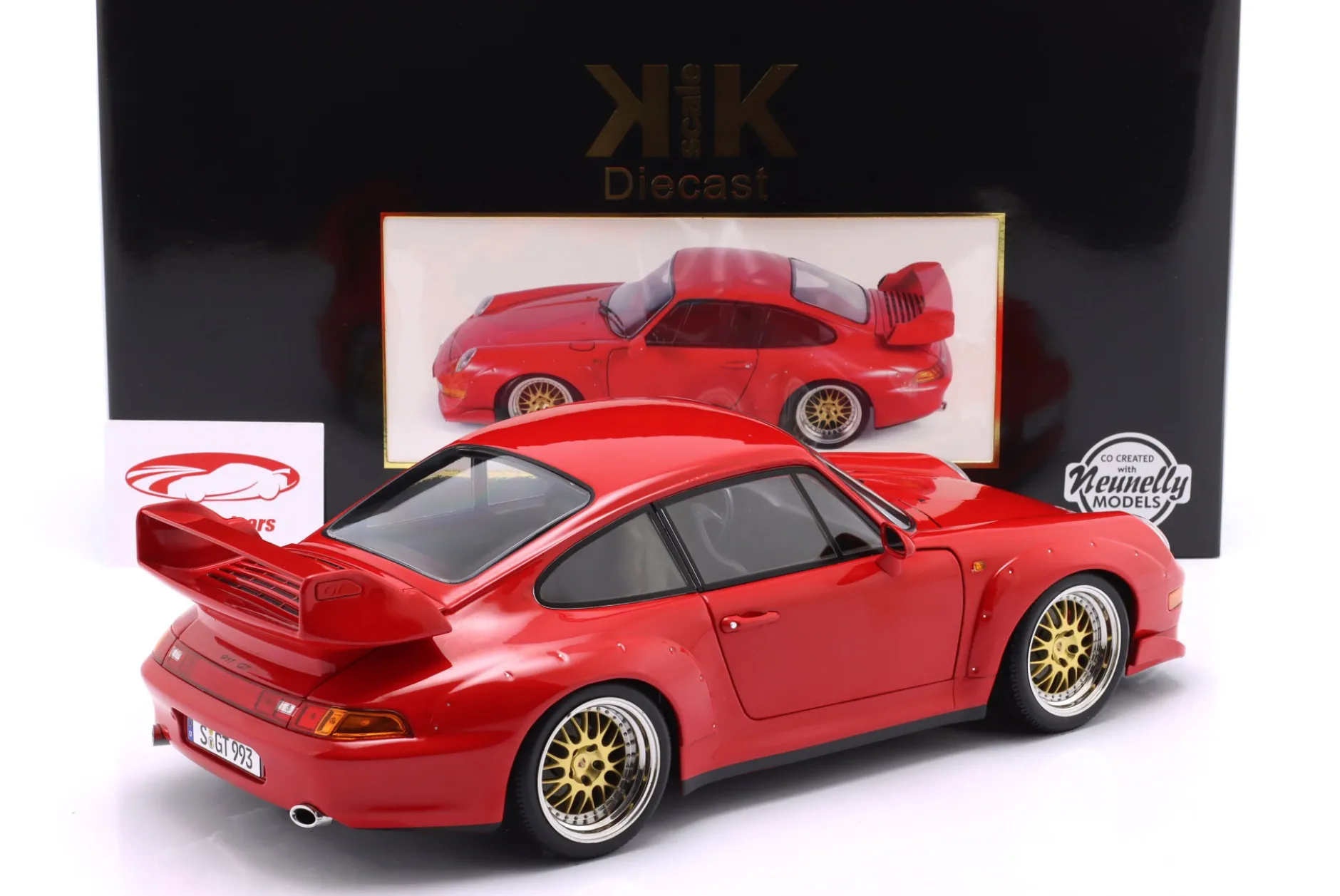 Porsche 911 (993) GT2 mit BBS Felgen Baujahr 1996 rot 1:12 KK-Scale