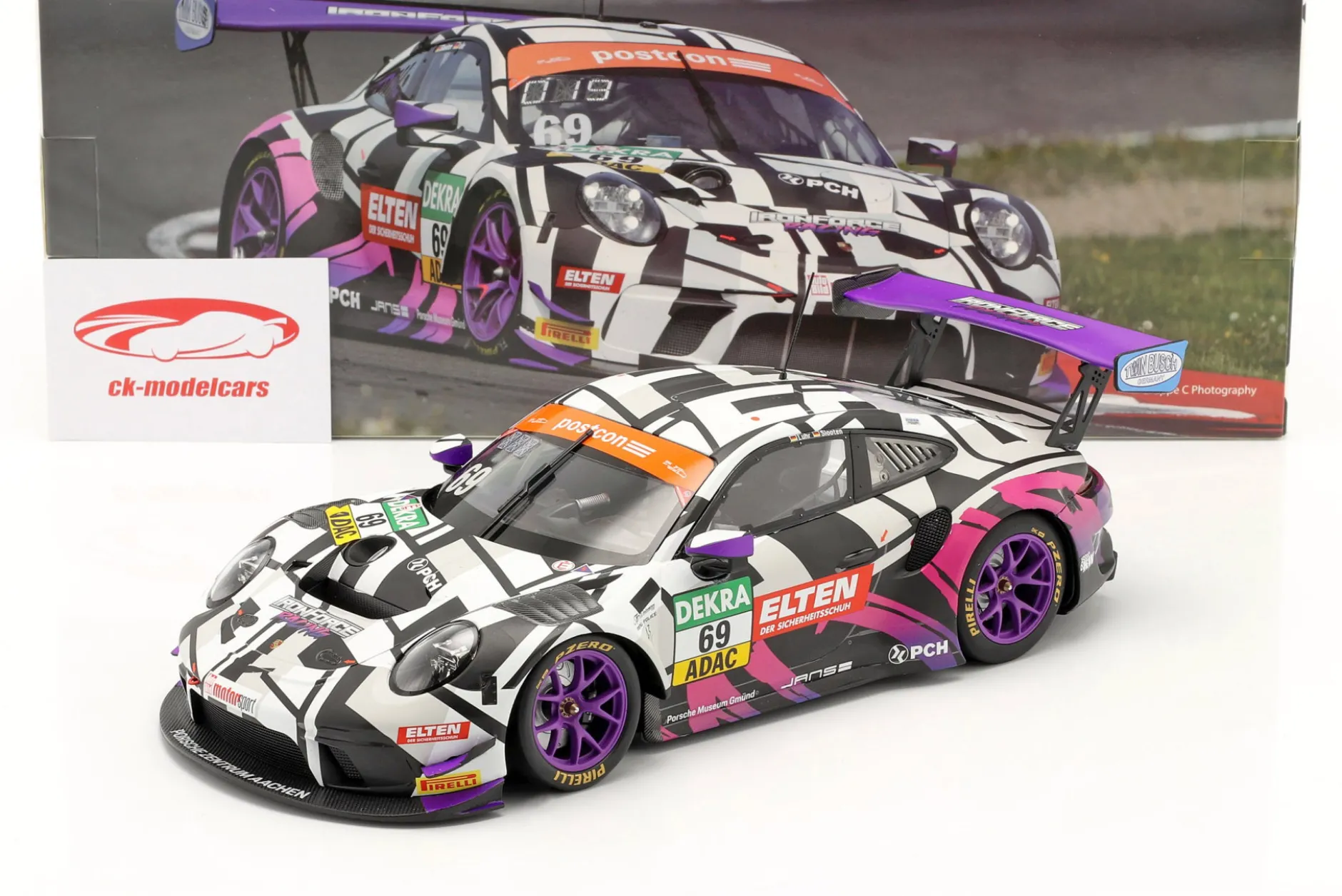 Porsche 911 GT3 R #69 ADAC GT Masters 2019 Iron Force 1:18 Minichamps