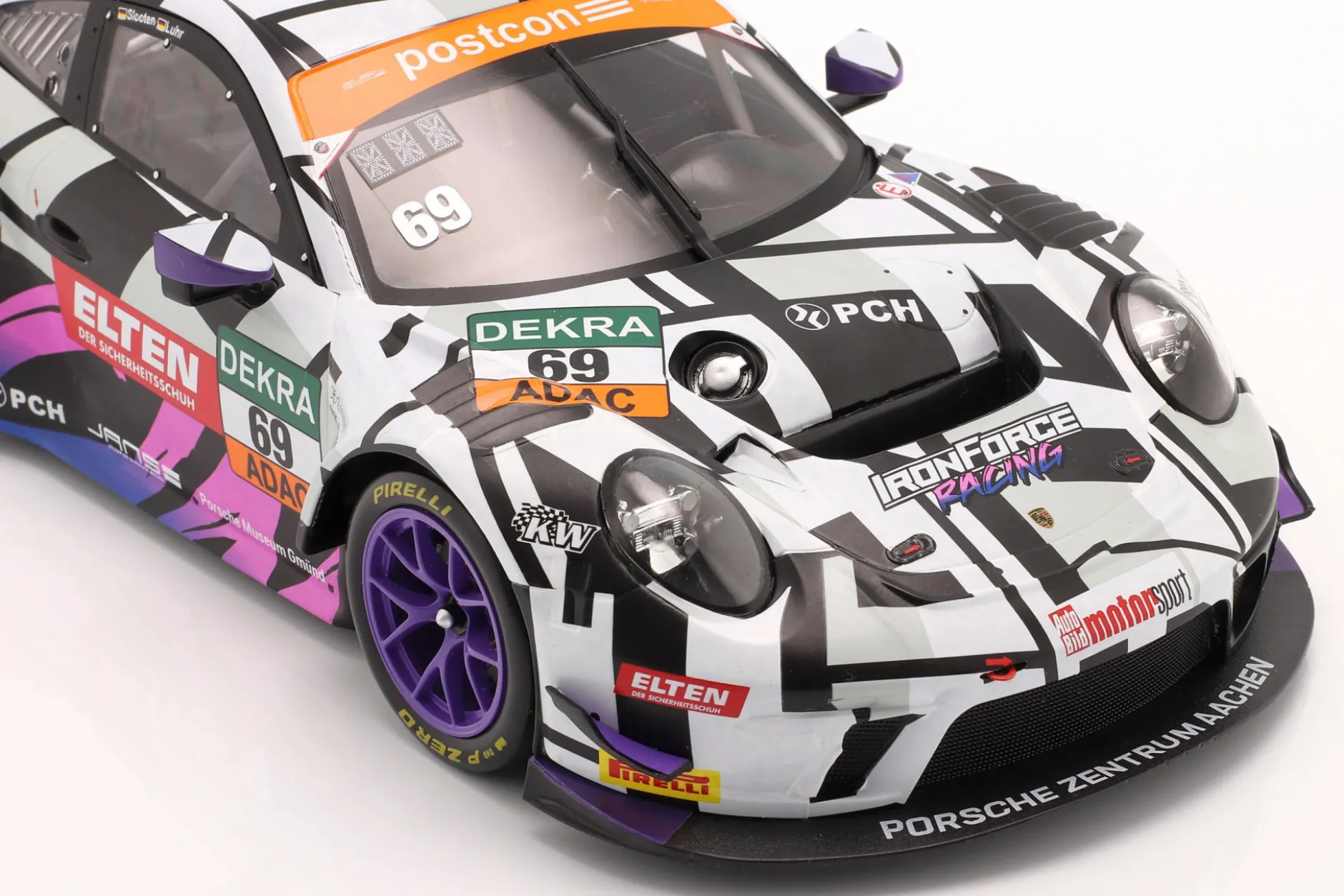 Porsche 911 GT3 R #69 ADAC GT Masters Oschersleben 2019 Iron Force 1:18 Ixo