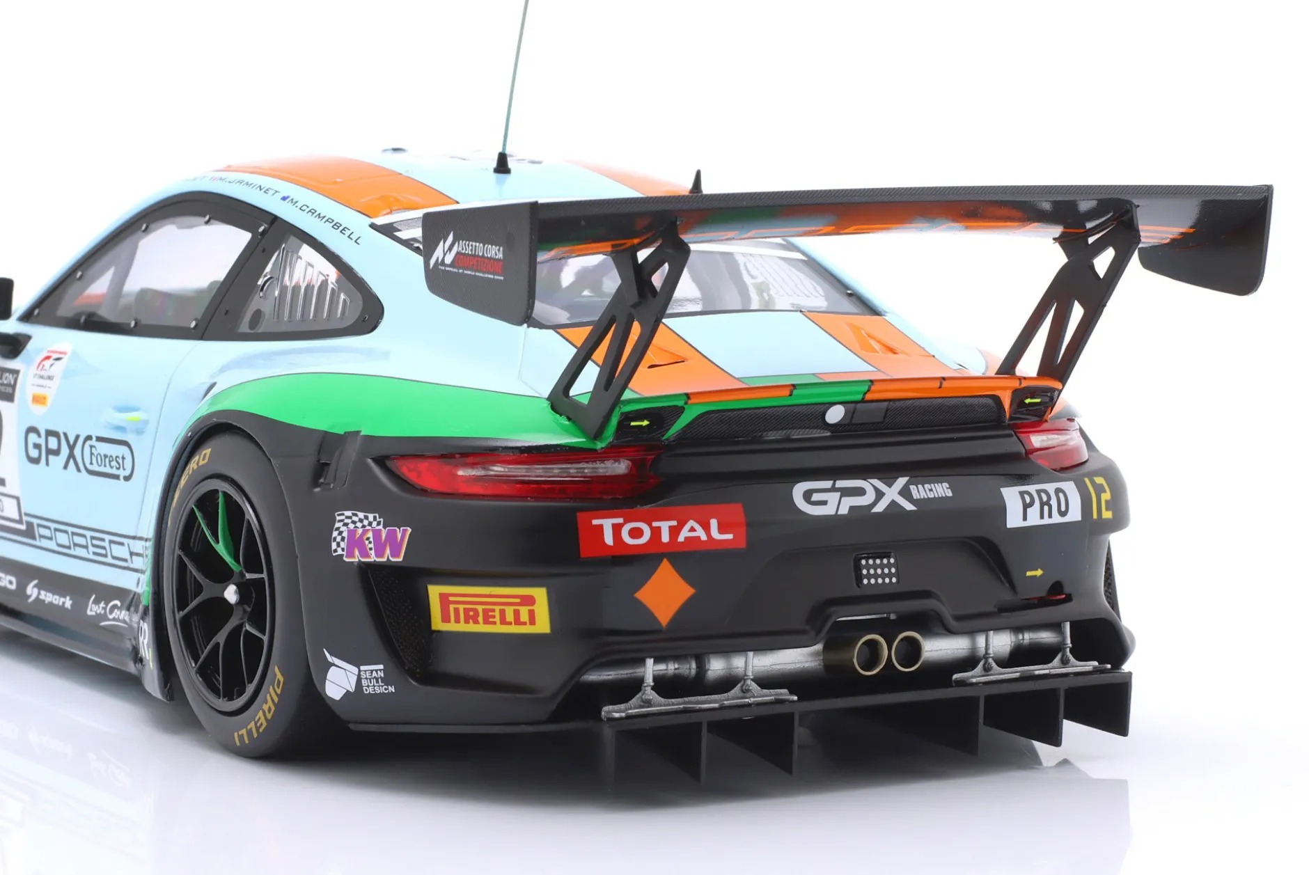 Porsche 911 GT3 R Gulf #12 4th 24h Spa 2020 Campbell, Pilet, Jaminet 1:18 Ixo