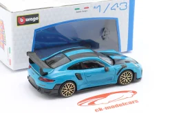 Porsche 911 GT2 RS Baujahr 2018 blau / schwarz 1:43 Bburago