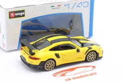 Porsche 911 GT2 RS Baujahr 2018 gelb / schwarz 1:43 Bburago