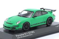 Porsche 911 (997.1) GT3 RS Baujahr 2006 grün mit Dekor 1:43 Minichamps