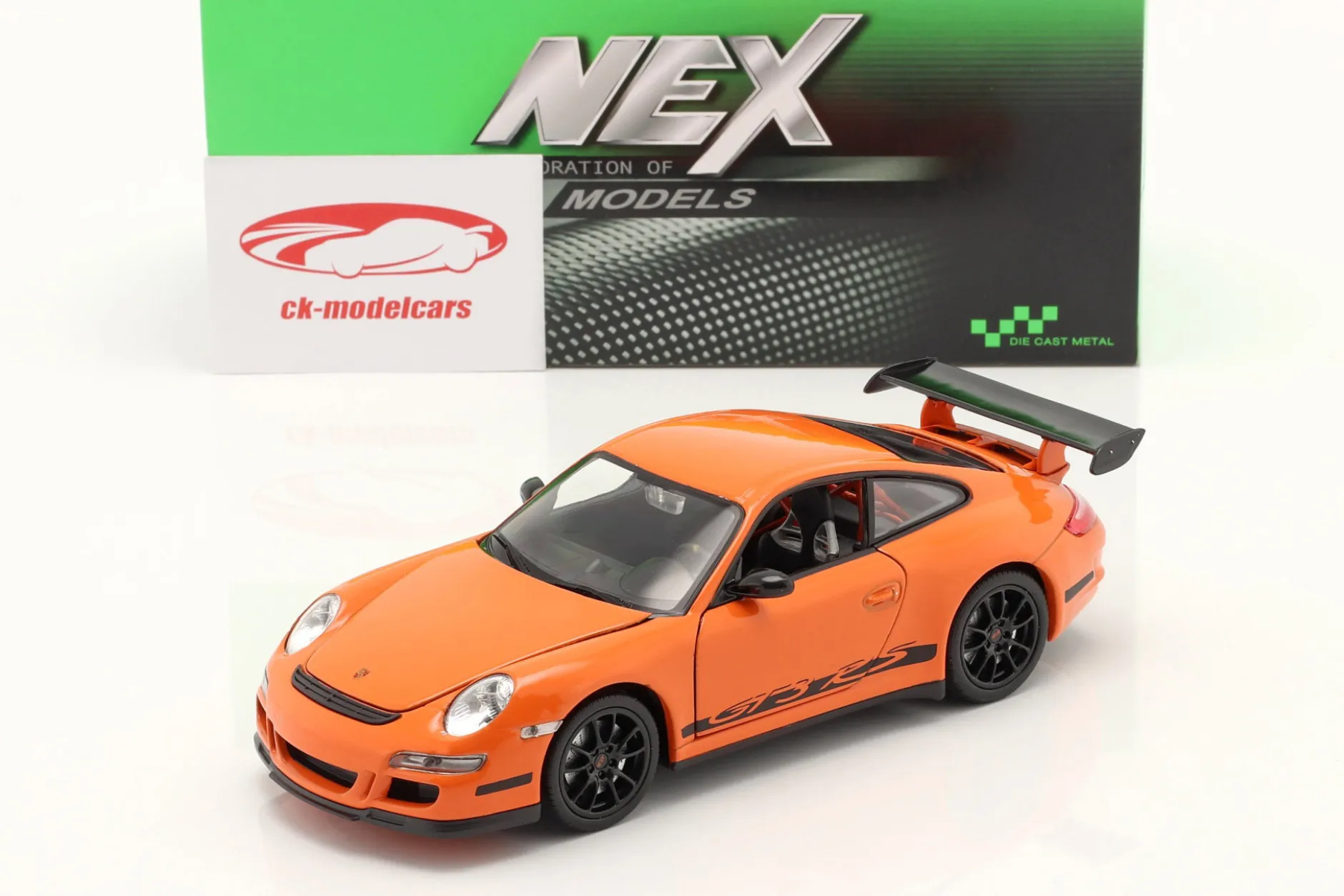 Porsche 911 (997) GT3 RS Baujahr 2007 orange / schwarz 1:24 Welly