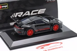 Porsche 911 (992) GT3 RS Baujahr 2022 schwarz / rote Felgen 1:43 Bburago