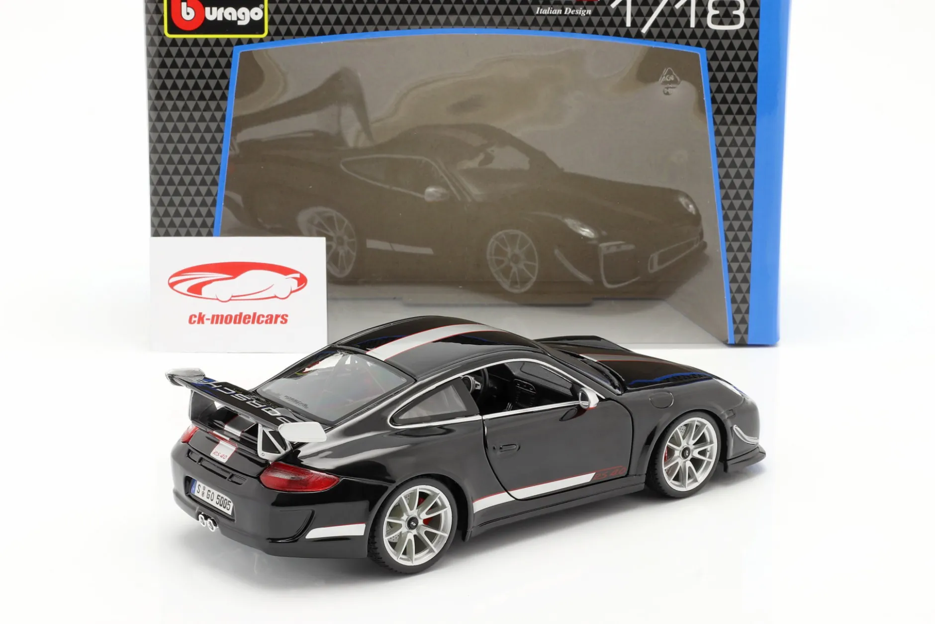 Porsche 911 (997) GT3 RS 4.0 Baujahr 2011 schwarz / silber 1:18 Bburago