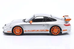 Porsche 911 (997) GT3 RS Baujahr 2007 silber / orangene Felgen 1:18 Minichamps