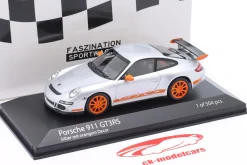 Porsche 911 (997.1) GT3 RS Baujahr 2006 silber / orange 1:43 Minichamps