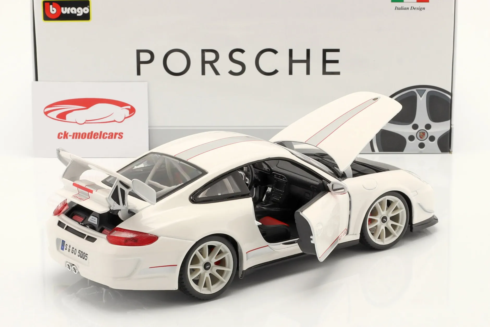 Porsche 911 (997) GT3 RS 4.0 Baujahr 2011 weiß 1:18 Bburago