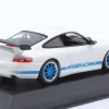 Porsche 911 (996) GT3 RS Baujahr 2002 weiß / blaue Felgen 1:43 Minichamps
