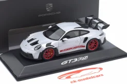 Porsche 911 (992) GT3 RS eisgrau metallic / pyro rot 1:43 Spark