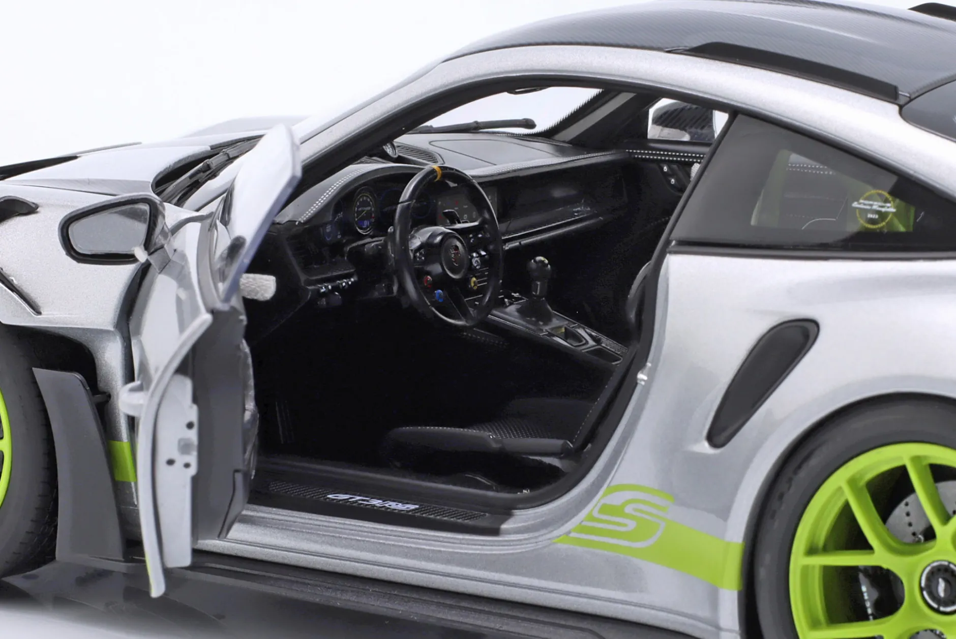 Porsche 911 (992) GT3 RS GT-silbermetallic / acidgrün 1:18 Norev