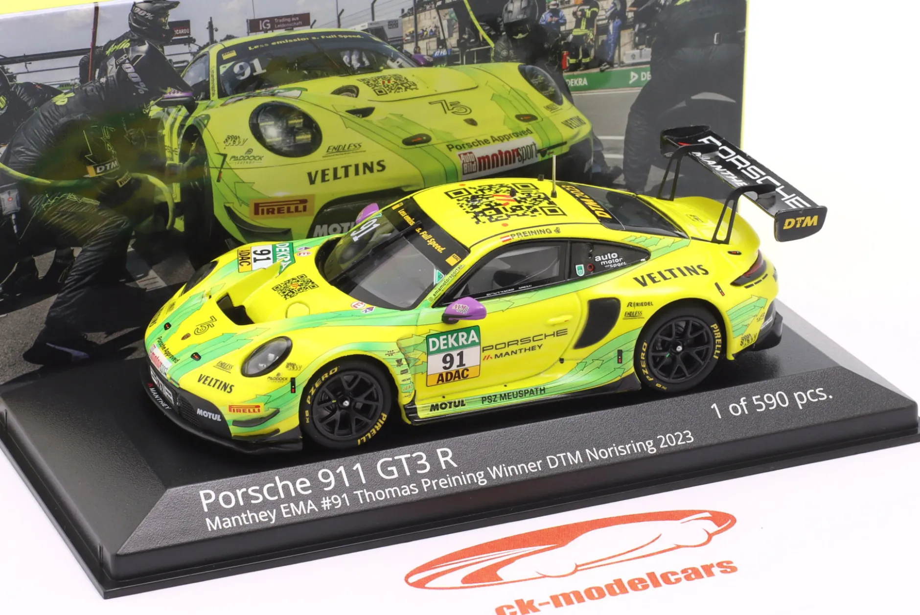 Porsche 911 GT3 R #91 Sieger Norisring DTM Champion 2023 Preining Manthey Grello 1:43 Minichamps
