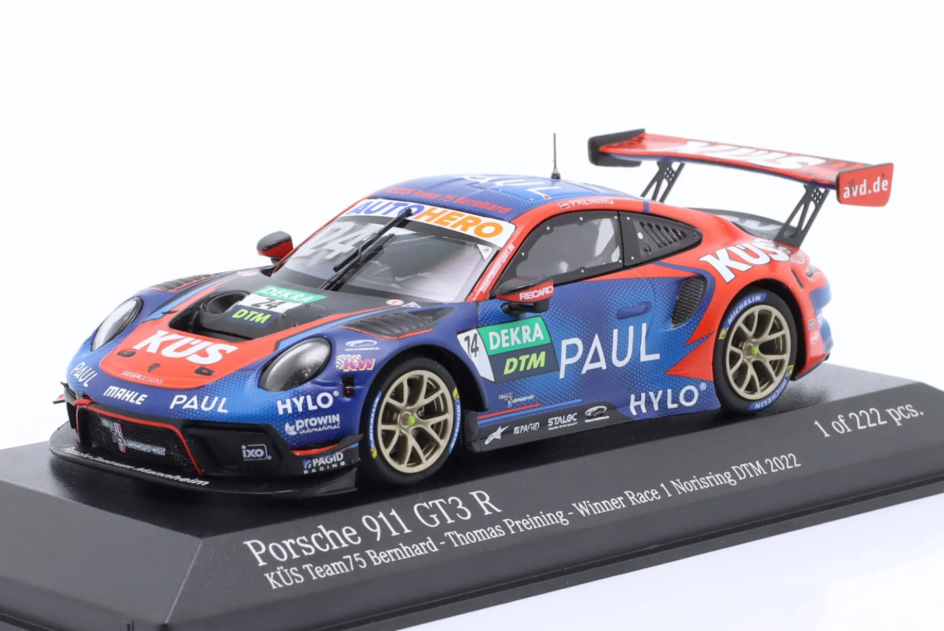 Porsche 911 GT3 R #24 Sieger Norisring DTM 2022 KÜS Team75 Preining 1:43 Minichamps