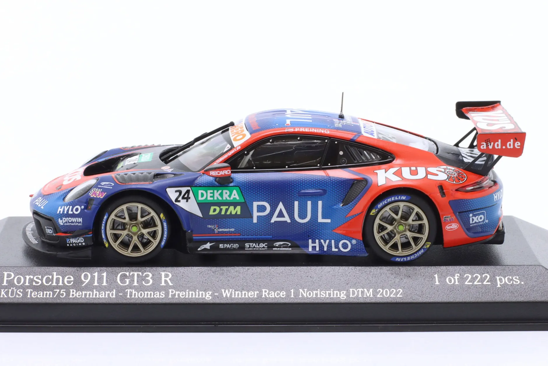 Porsche 911 GT3 R #24 Sieger Norisring DTM 2022 KÜS Team75 Preining 1:43 Minichamps