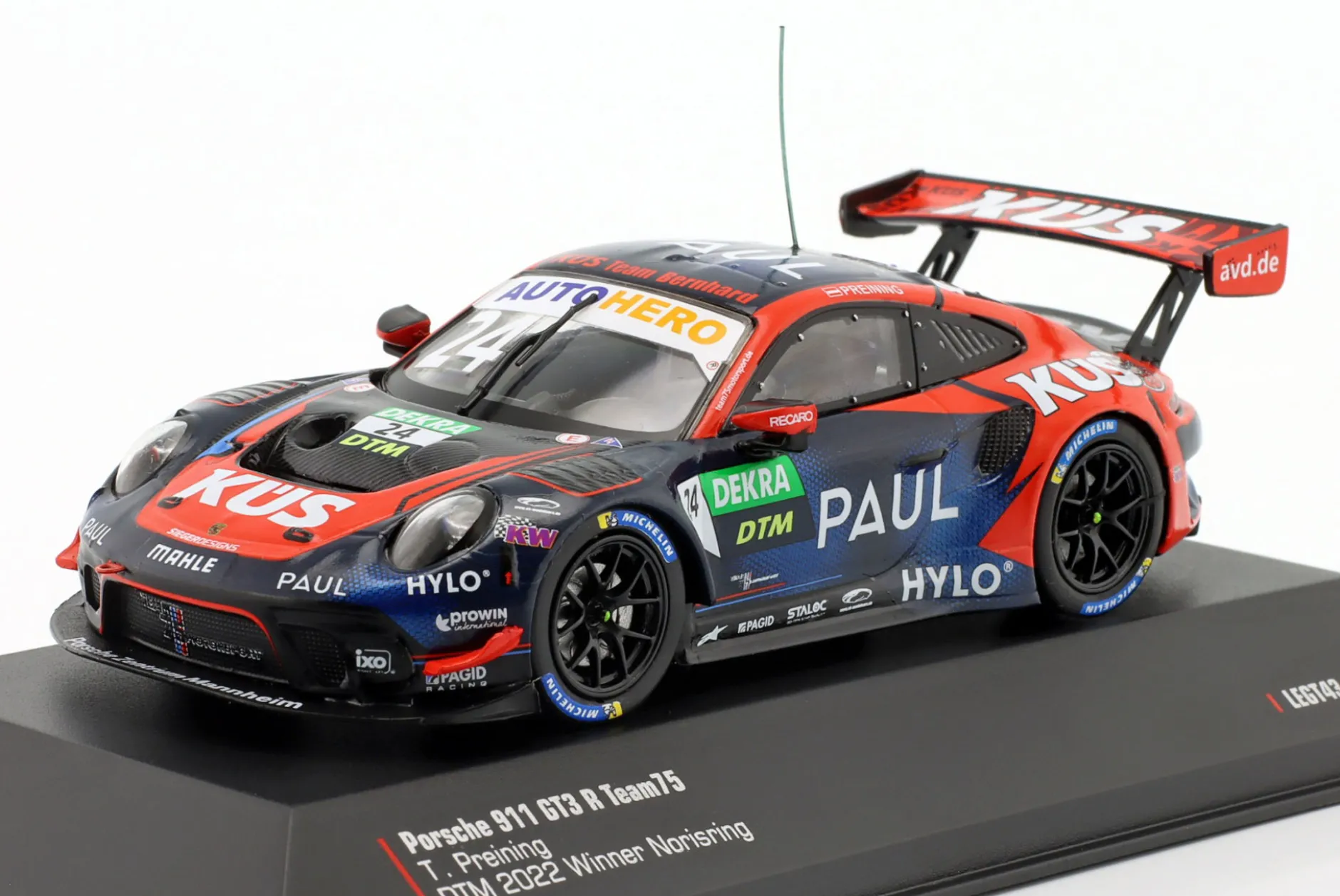 Porsche 911 GT3 R #24 Sieger Norisring DTM 2022 KÜS Team75 T. Preining 1:43 Ixo