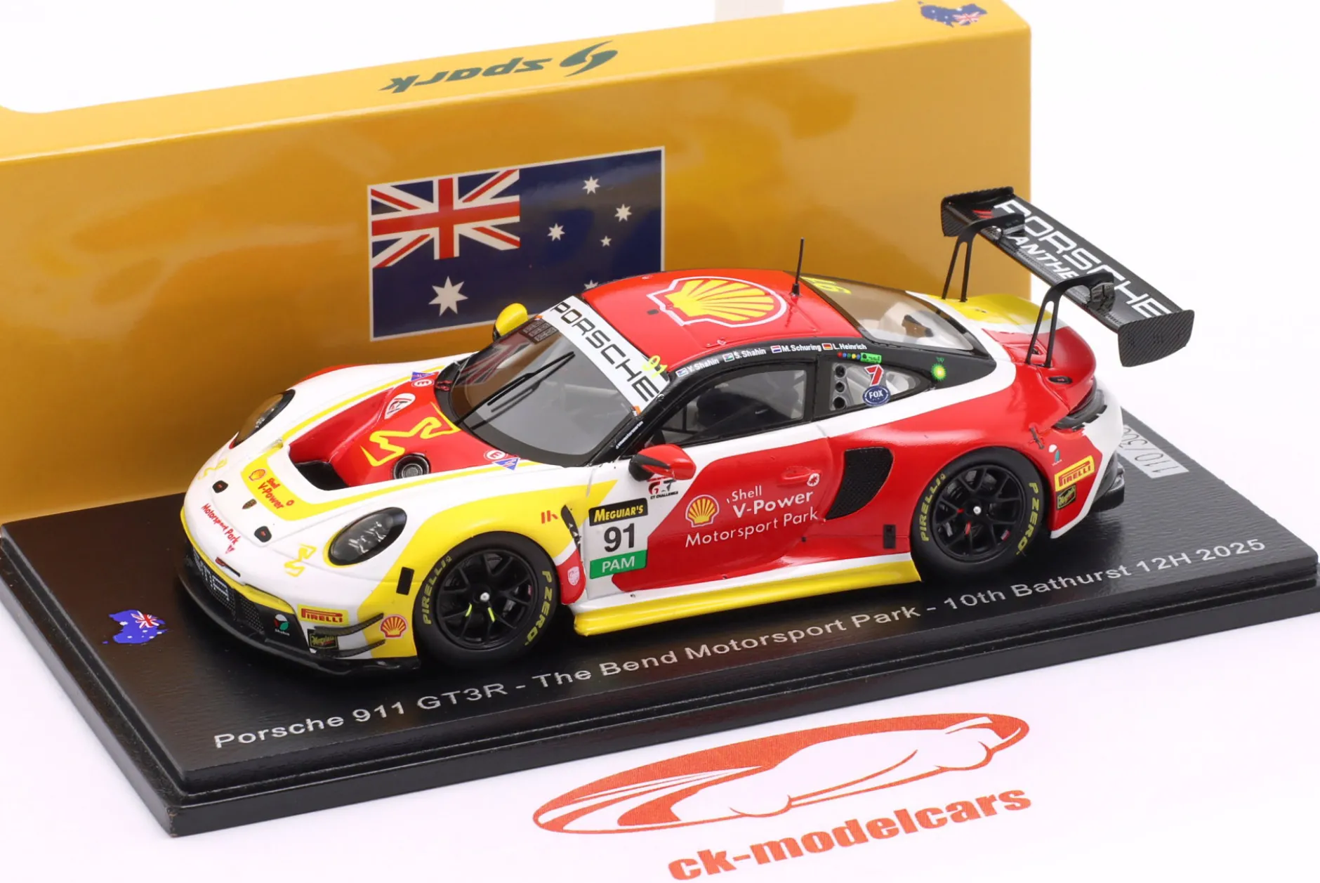 Porsche 911 GT3 R #91 10th 12h Bathurst 2025 The Bend Motorsport Park 1:43 Spark