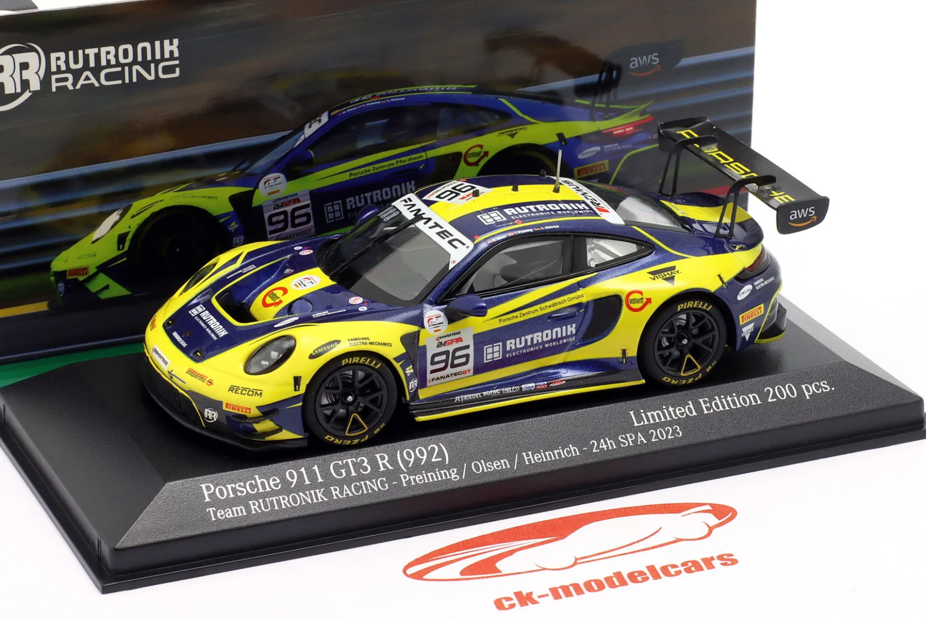Porsche 911 GT3 R #96 5th 24h Spa 2023 Heinrich, Olsen, Preining 1:43 Minichamps