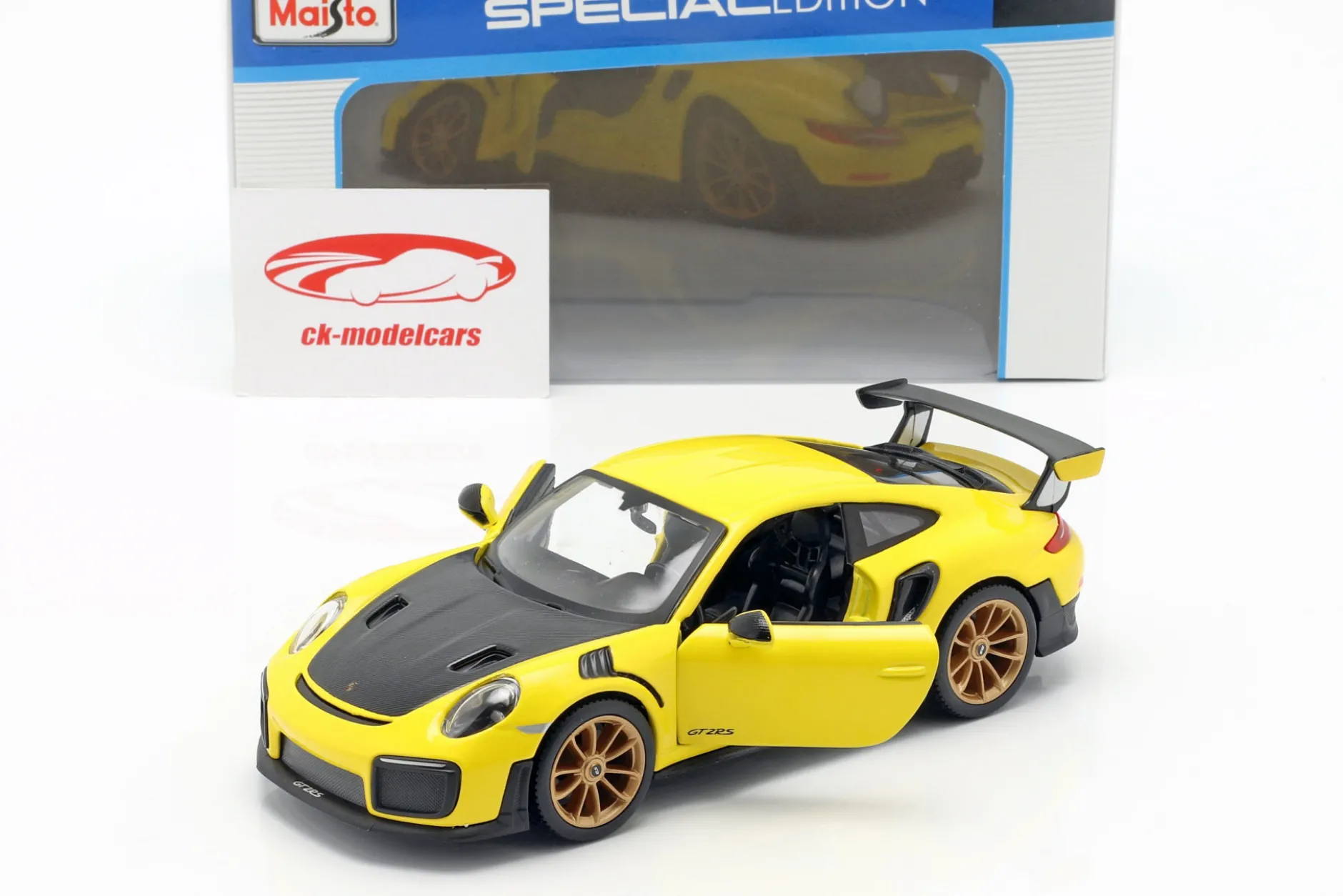 Porsche 911 (991 II) GT2 RS Baujahr 2018 gelb / schwarz 1:24 Maisto