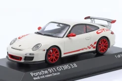 Porsche 911 (997.II) GT3 RS 3.8 Baujahr 2009 weiß mit rotem Dekor 1:43 Minichamps