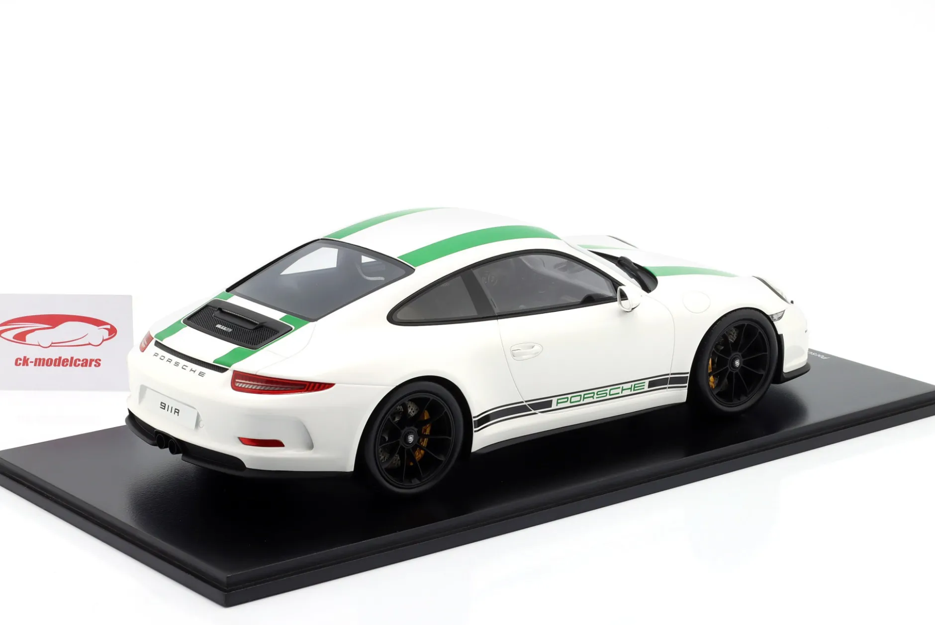 Porsche 911 (991) R Baujahr 2016 weiß / grün 1:12 Schuco